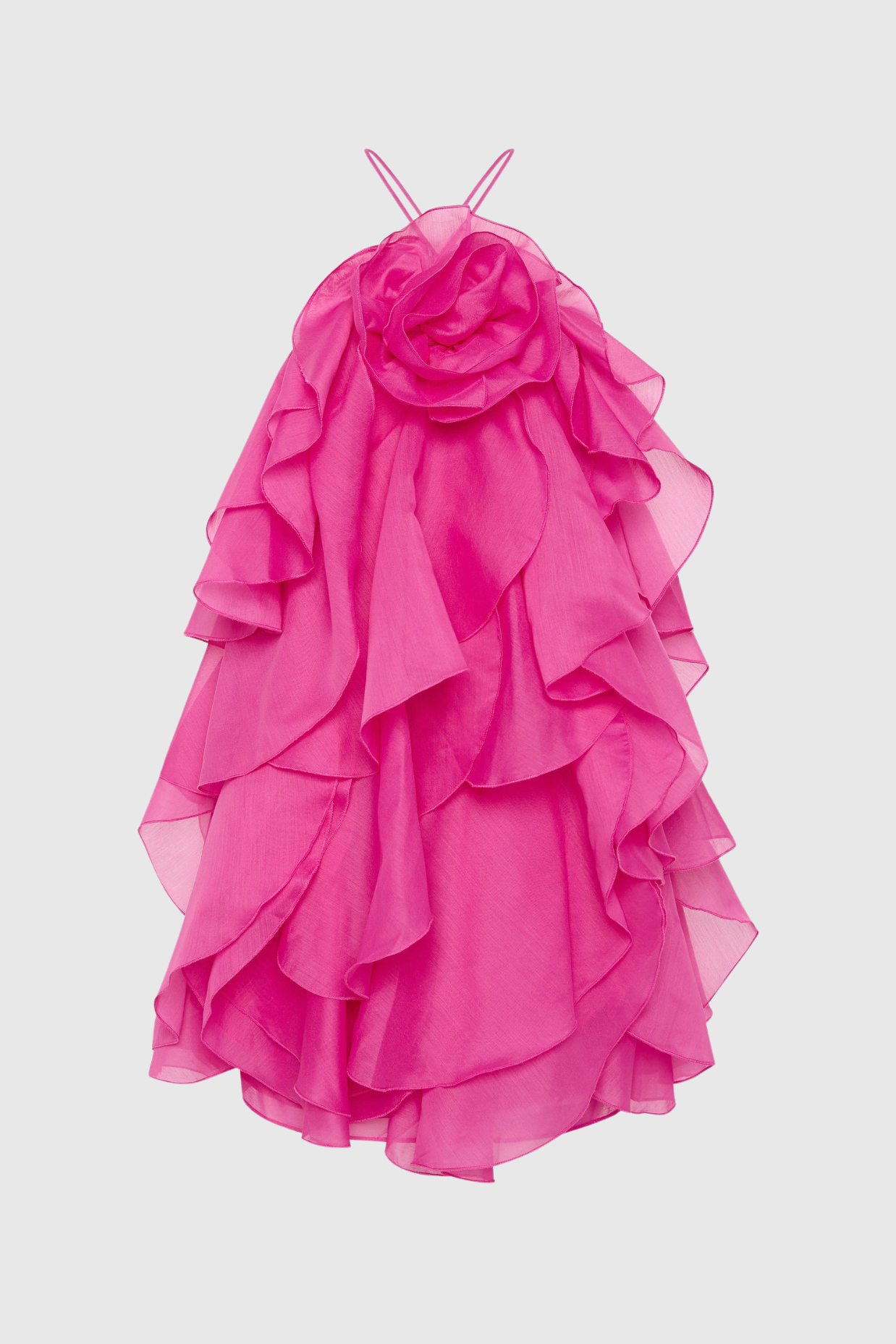 LORRAINE HALTER FLORAL MINI DRESS, FUCHSIA PARTY