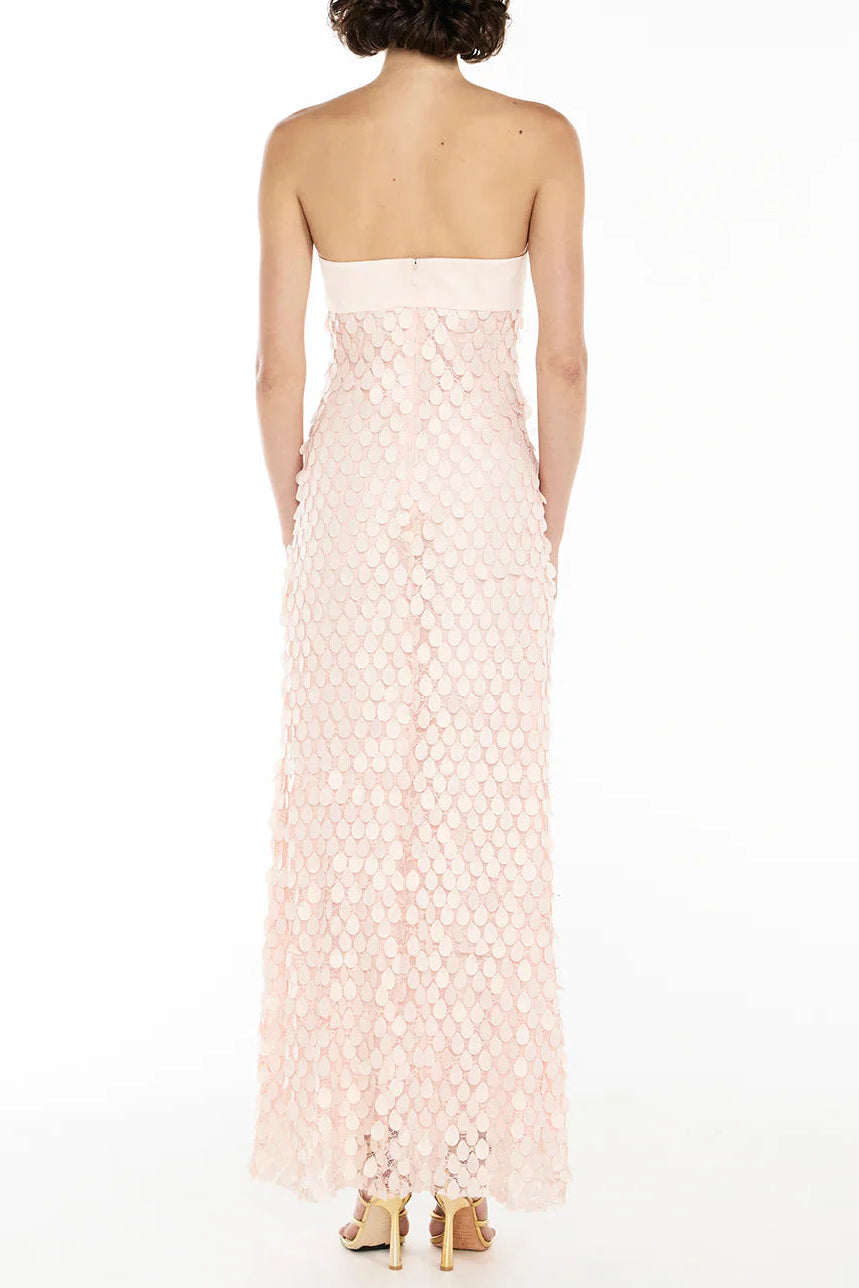 IRIS LACE SEQUIN BACKLESS PINK MAXI DRESS