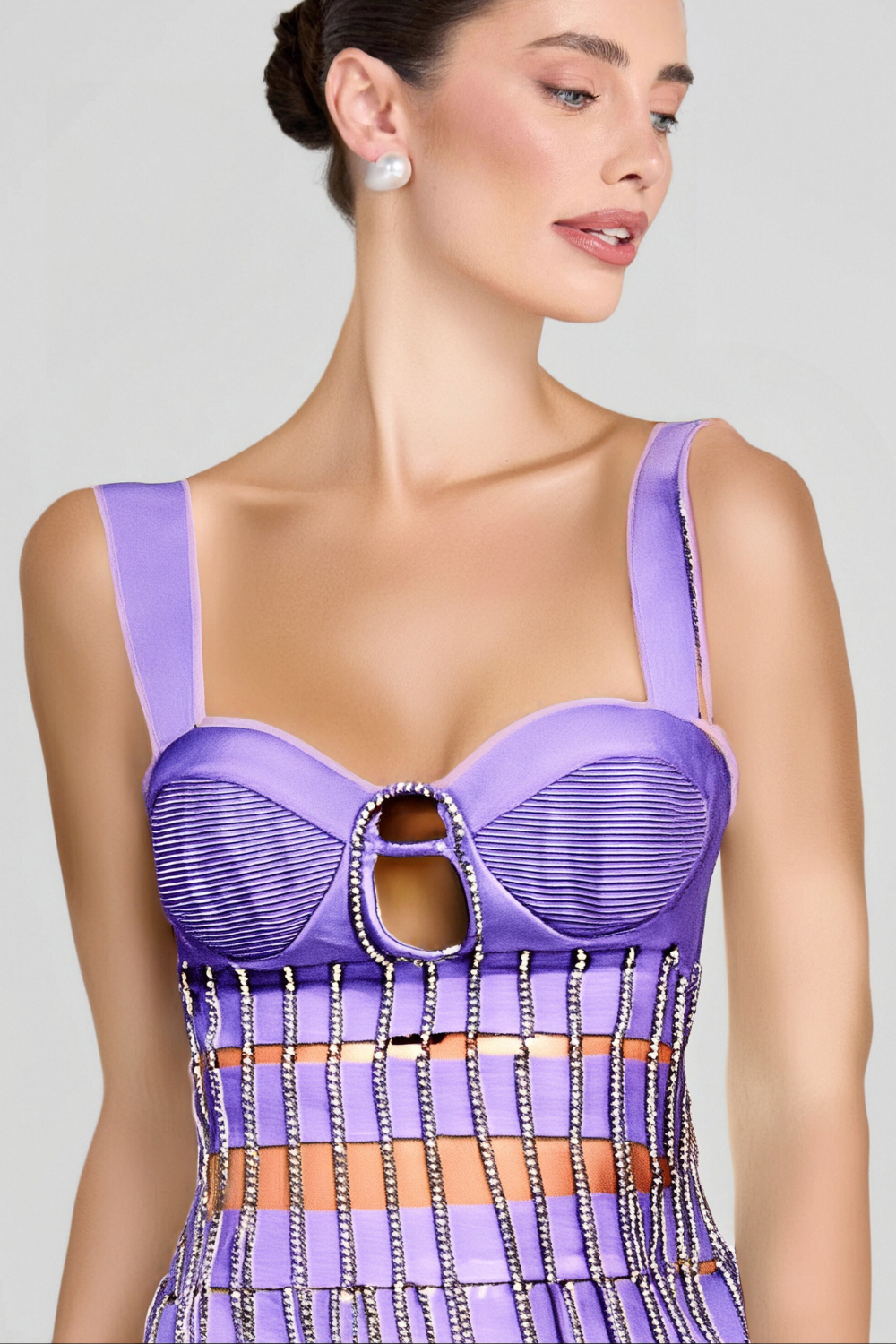 CRYSTAL TASSEL BANDAGE MINI DRESS FOR PARTY