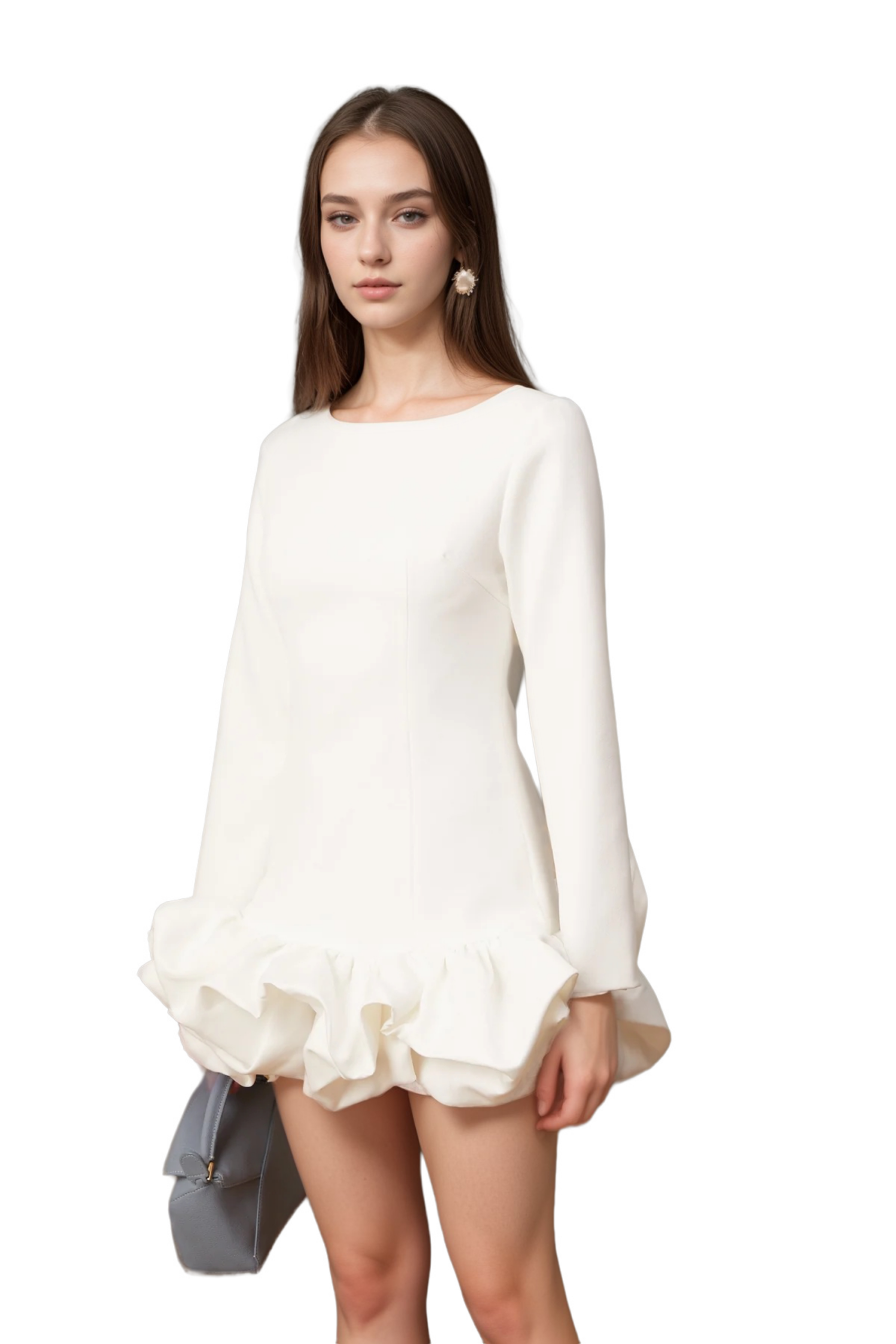 ELODIE BUBBLE MINI DRESS, WHITE, COCKTAIL