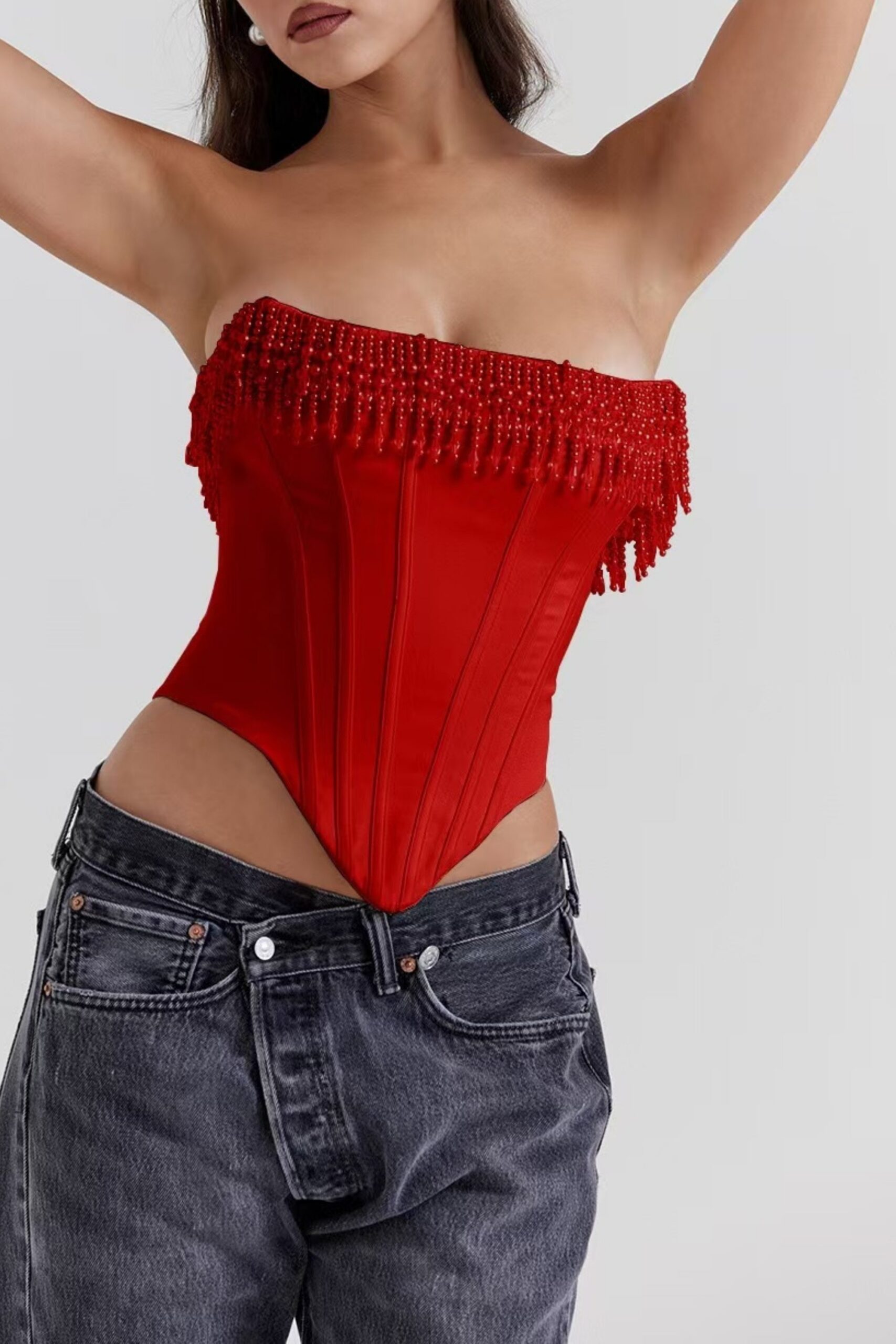 NALINI FAUX-PEARL OFF-SHOULDER TOP