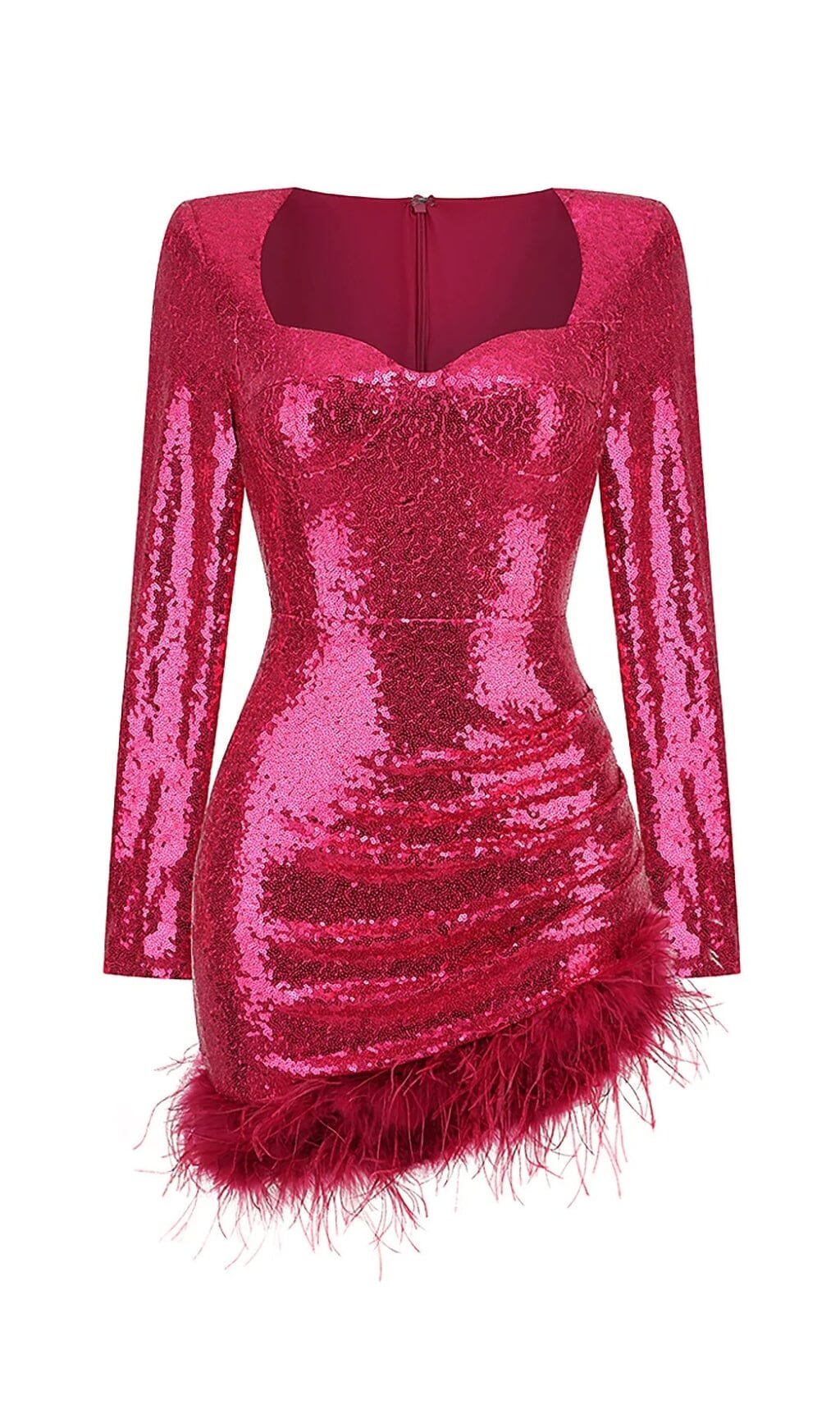 SEQUIN PINK FEATHER MINI DRESS FOR PARTY