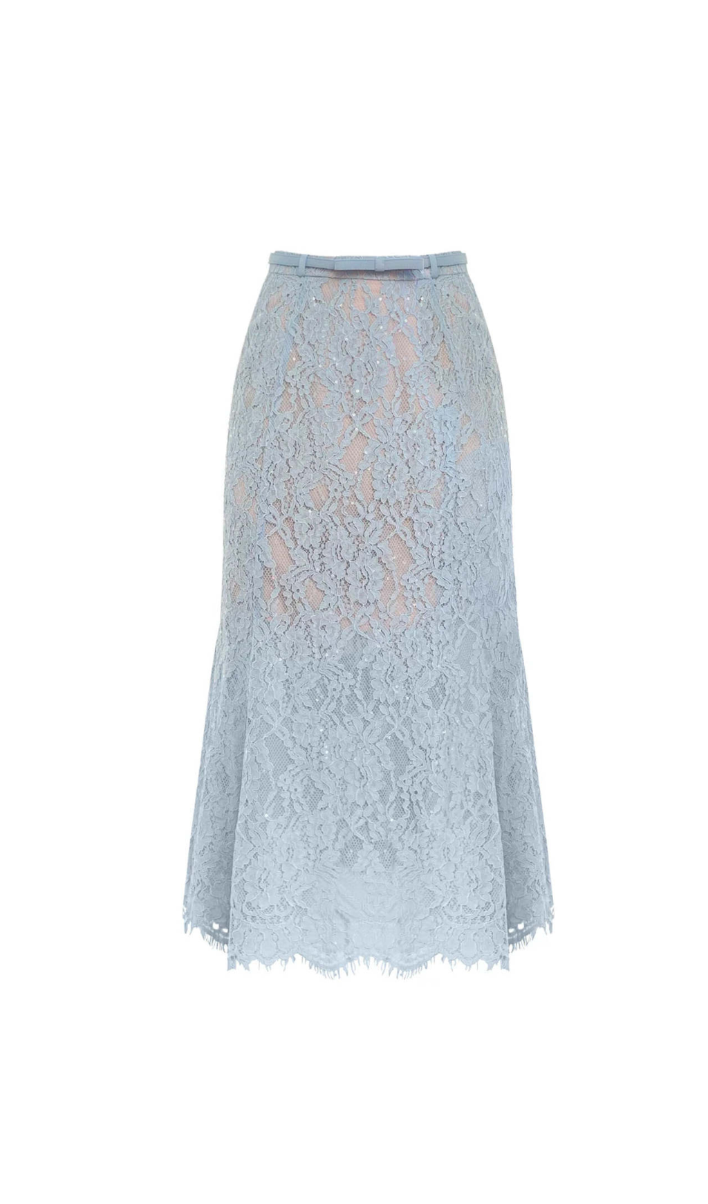 CAROL LACE FLARED MIDI SKIRT BLUE