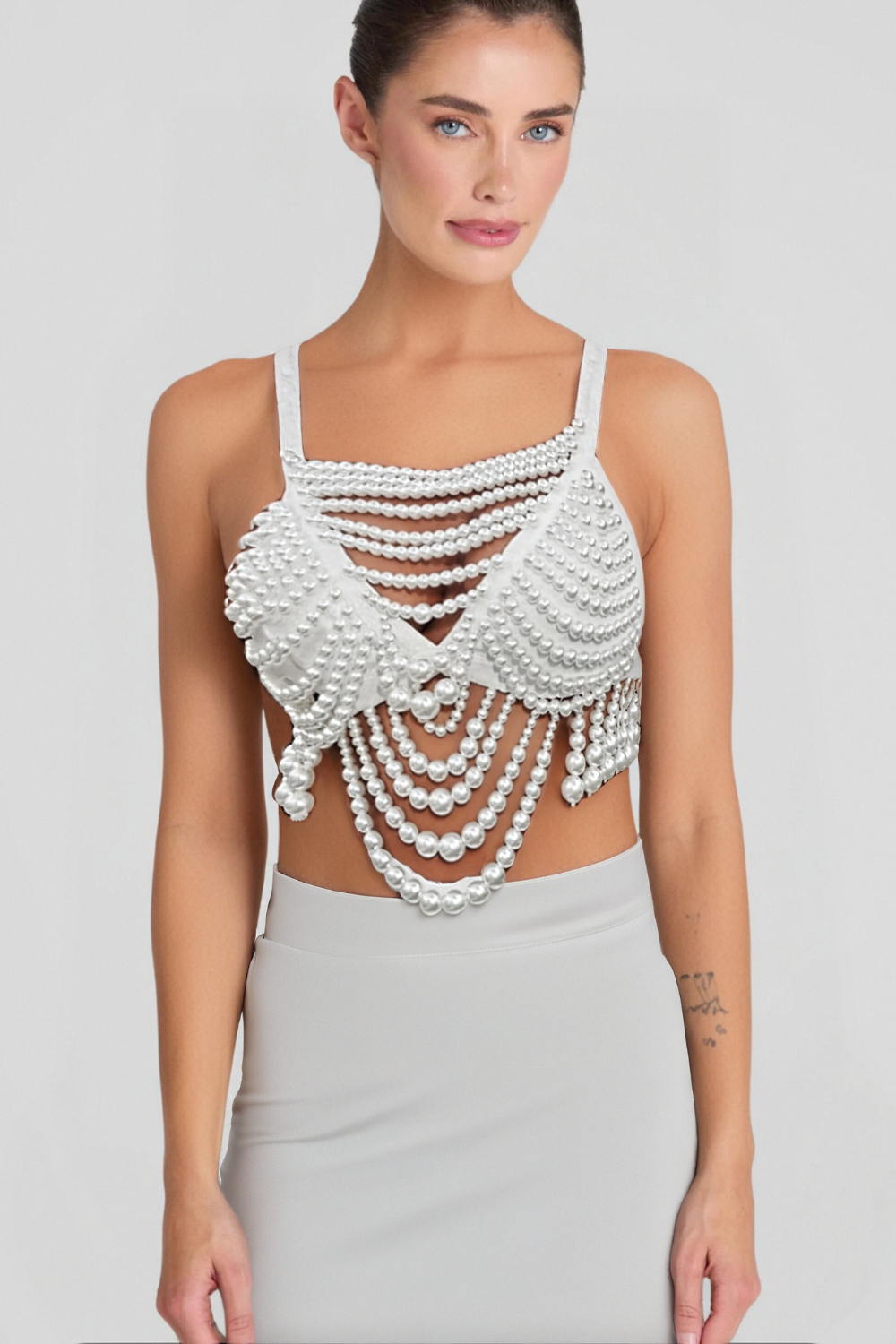 PEARL BUSTIER TOP FOR WEDDING PARTY
