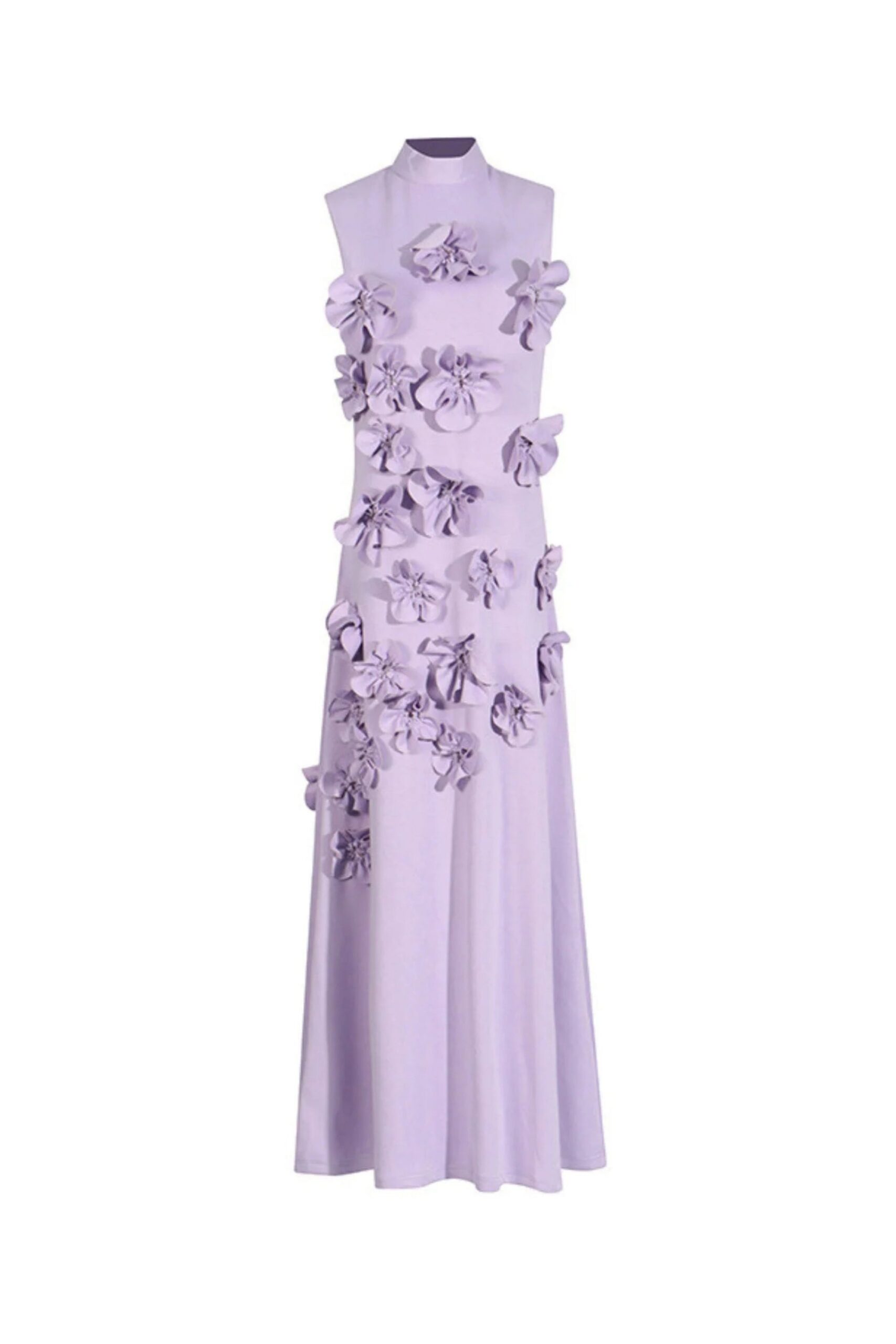 GLAM PURPLE FLORAL EMBELLISHED MAXI DRESS