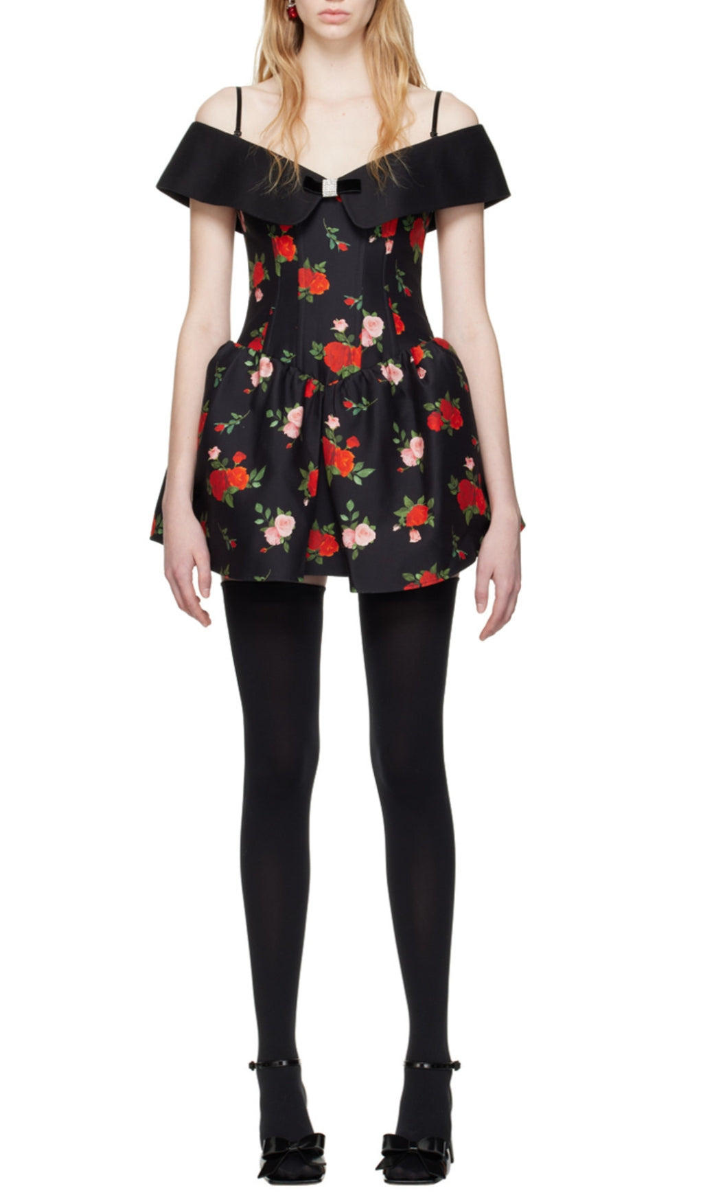 BLACK FLORAL MINI DRESS FOR COCKTAIL PARTY