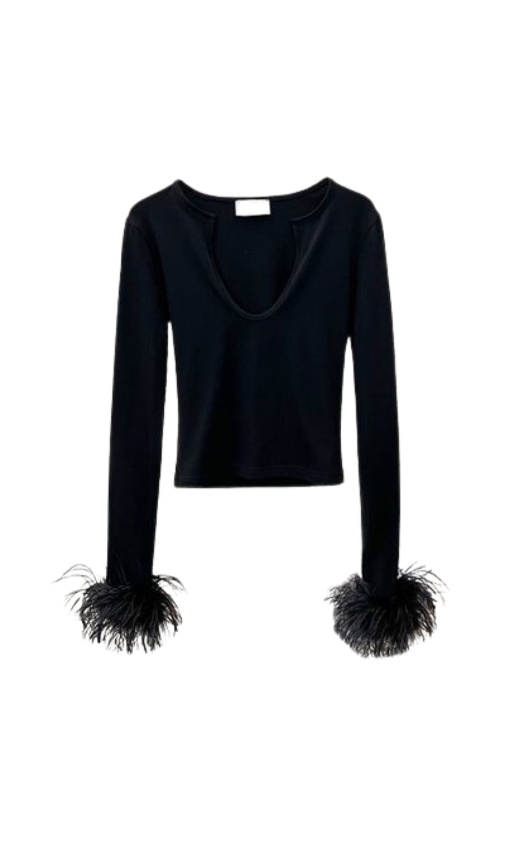 U-NECK FEATHER TOP FOR EVENING PARTY