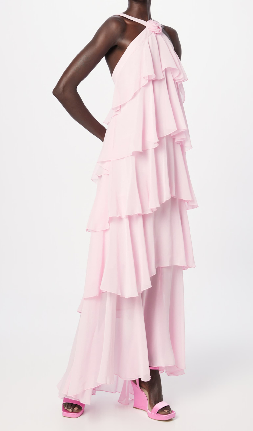 LAYER NECKHOLDER MAXI DRESS PINK FORMAL