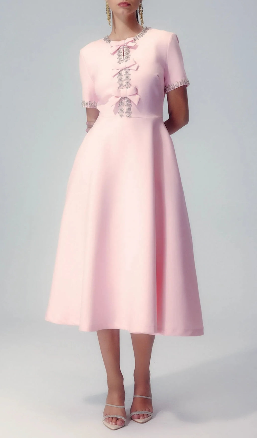 ZOE CRYSTAL BOWKNOT MIDI DRESS FOR EVENTS