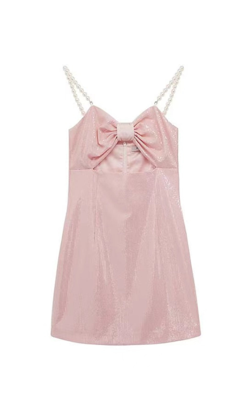 PEARL STRAPPY SATIN MINI DRESS PINK
