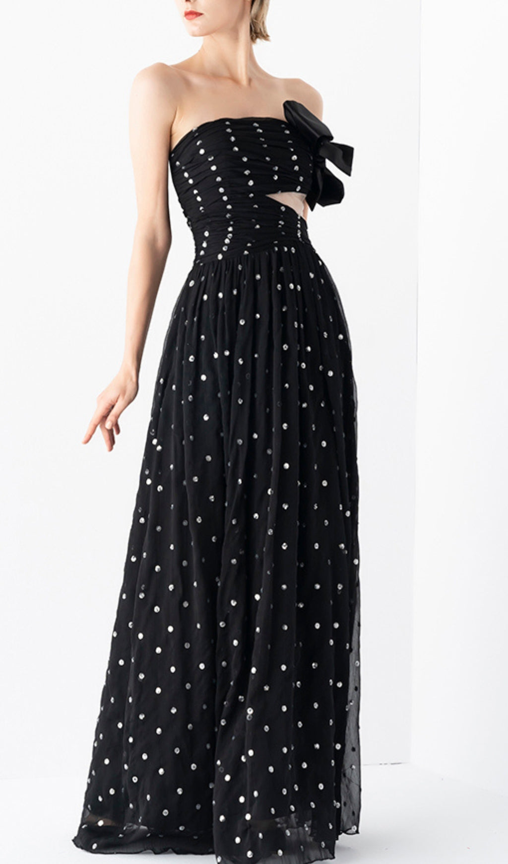 2_5e4a067b-4967-4b0a-a06e-2eff90ab589e POLKA DOT BANDEAU DRESS BLACK PARTY MINI