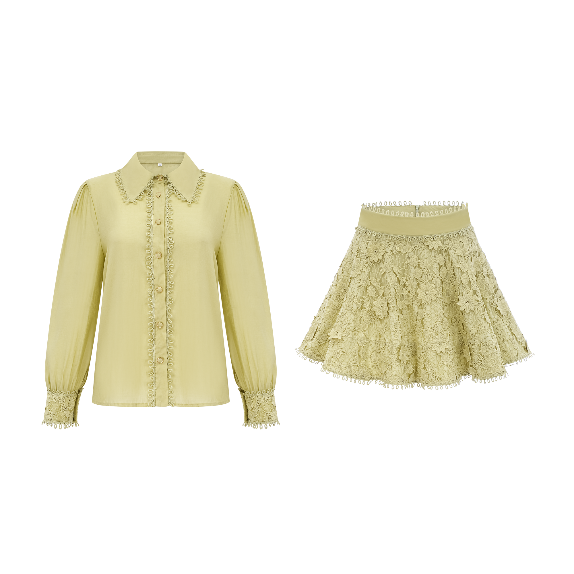 FLORAL EMBROIDERED MATCHING SET, SHIRT & SKIRT