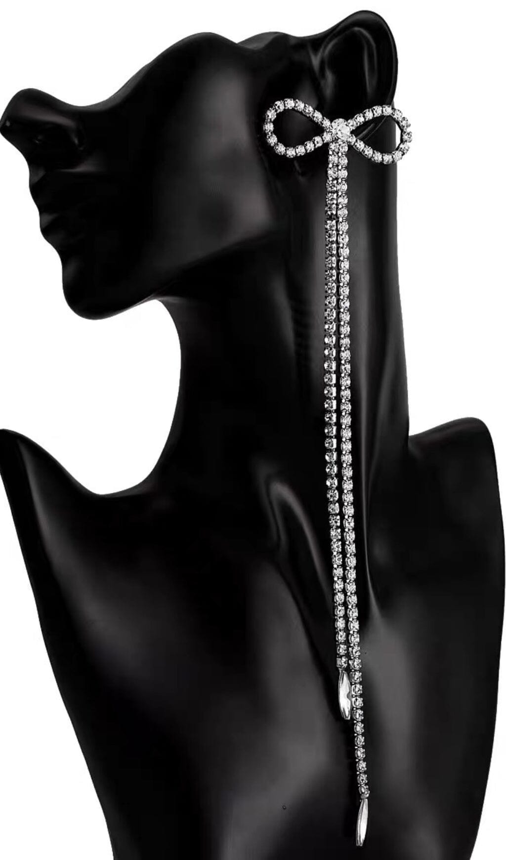 RHINESTONE BOW DROP EARRINGS FOR WEDDING