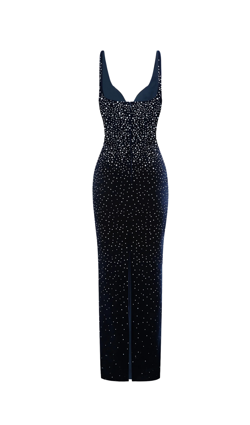 CRYSTAL VELVET SINGLET MAXI DRESS IN BLACK