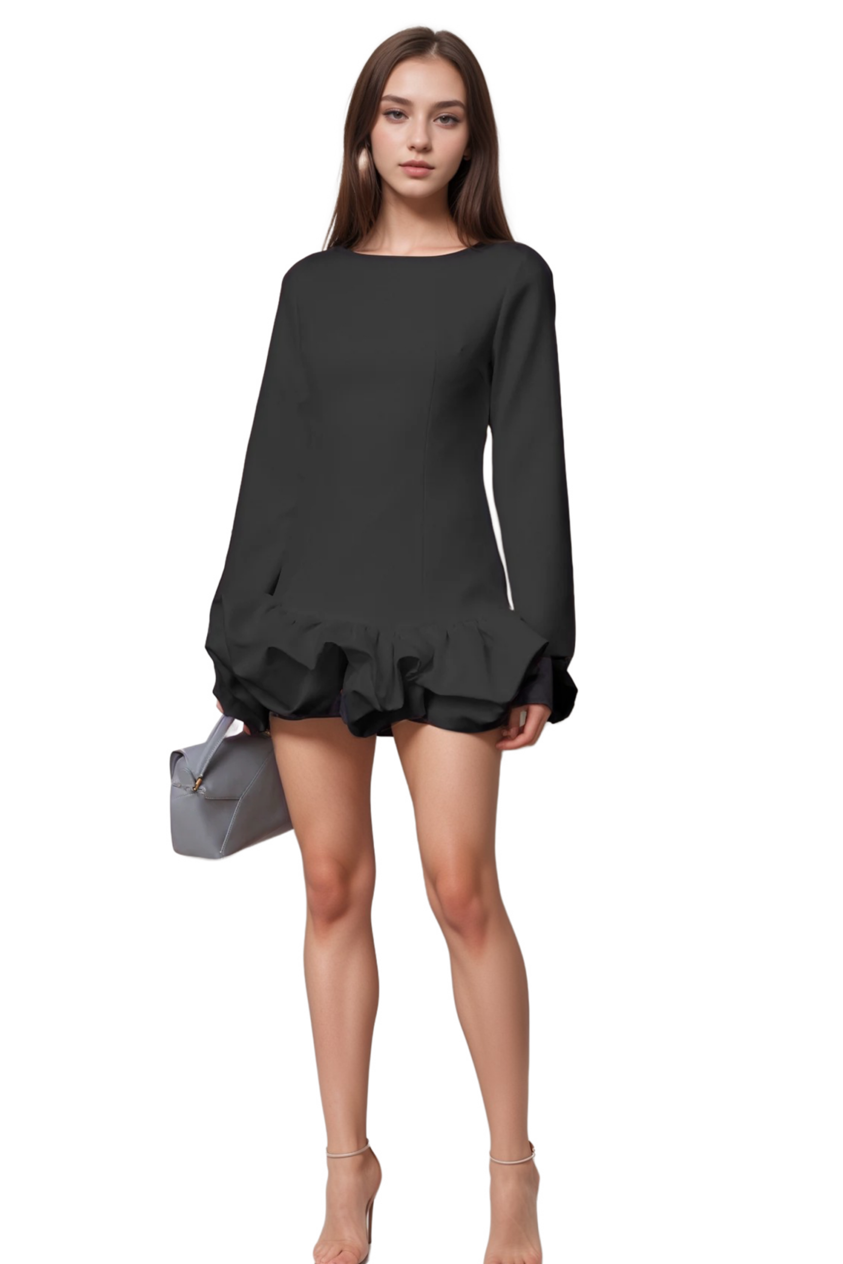 ELODIE BUBBLE MINI DRESS, BLACK COCKTAIL