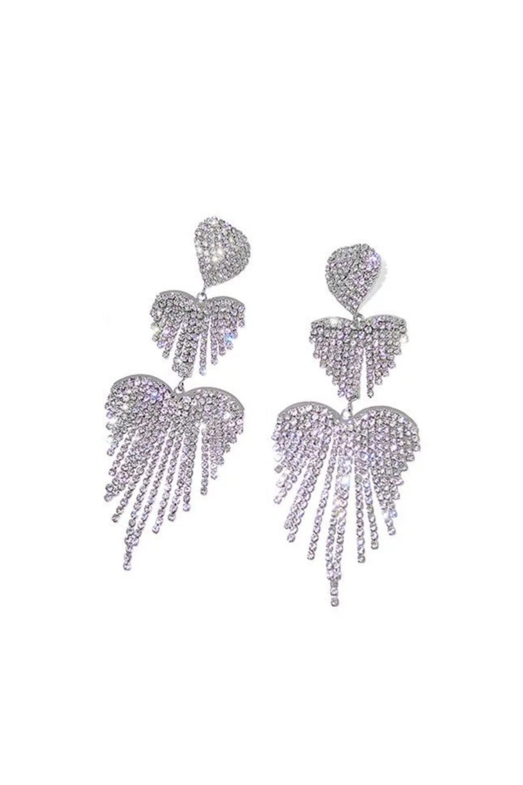 SILVER CRYSTAL DROP EARRINGS FOR WEDDING