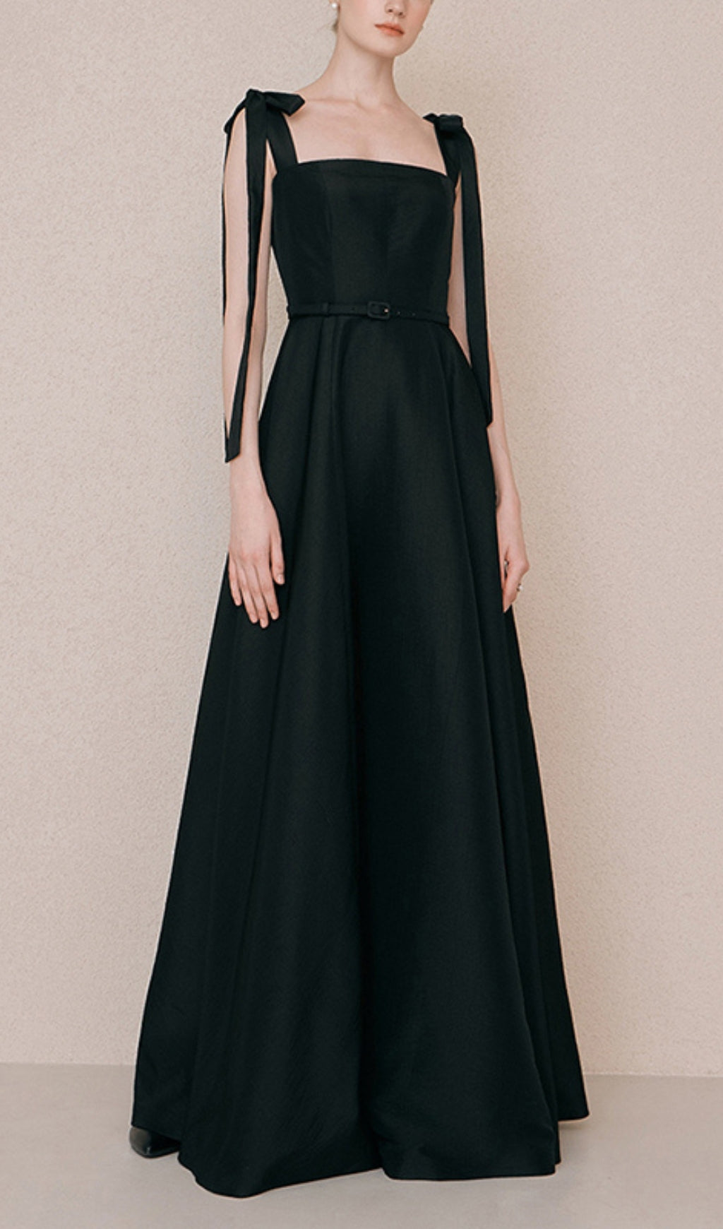 BLACK TIE SUSPENDER DRESS FOR FORMAL EVENTS