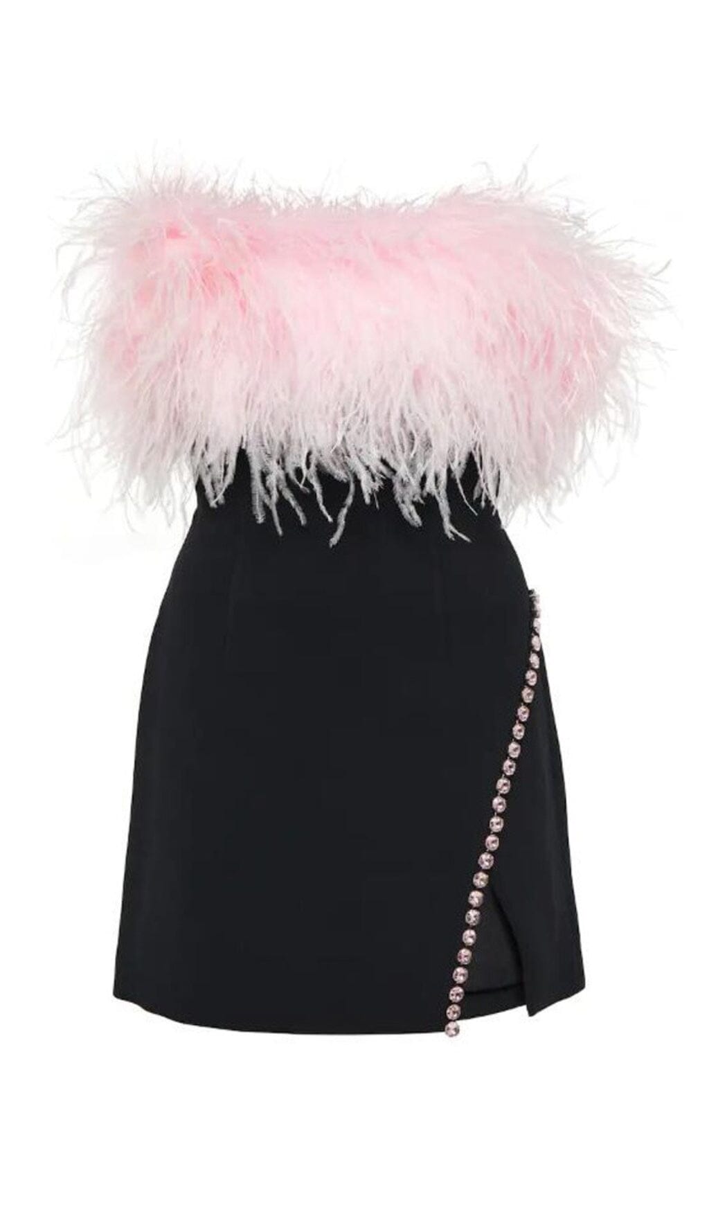 BLACK BANDAGE FEATHER MINI DRESS FOR PARTY