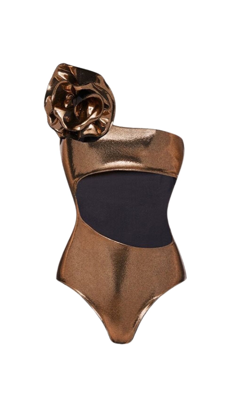 DIAGONAL CUTOUT GOLD FLOWER SWIMSUIT FOR PARTY