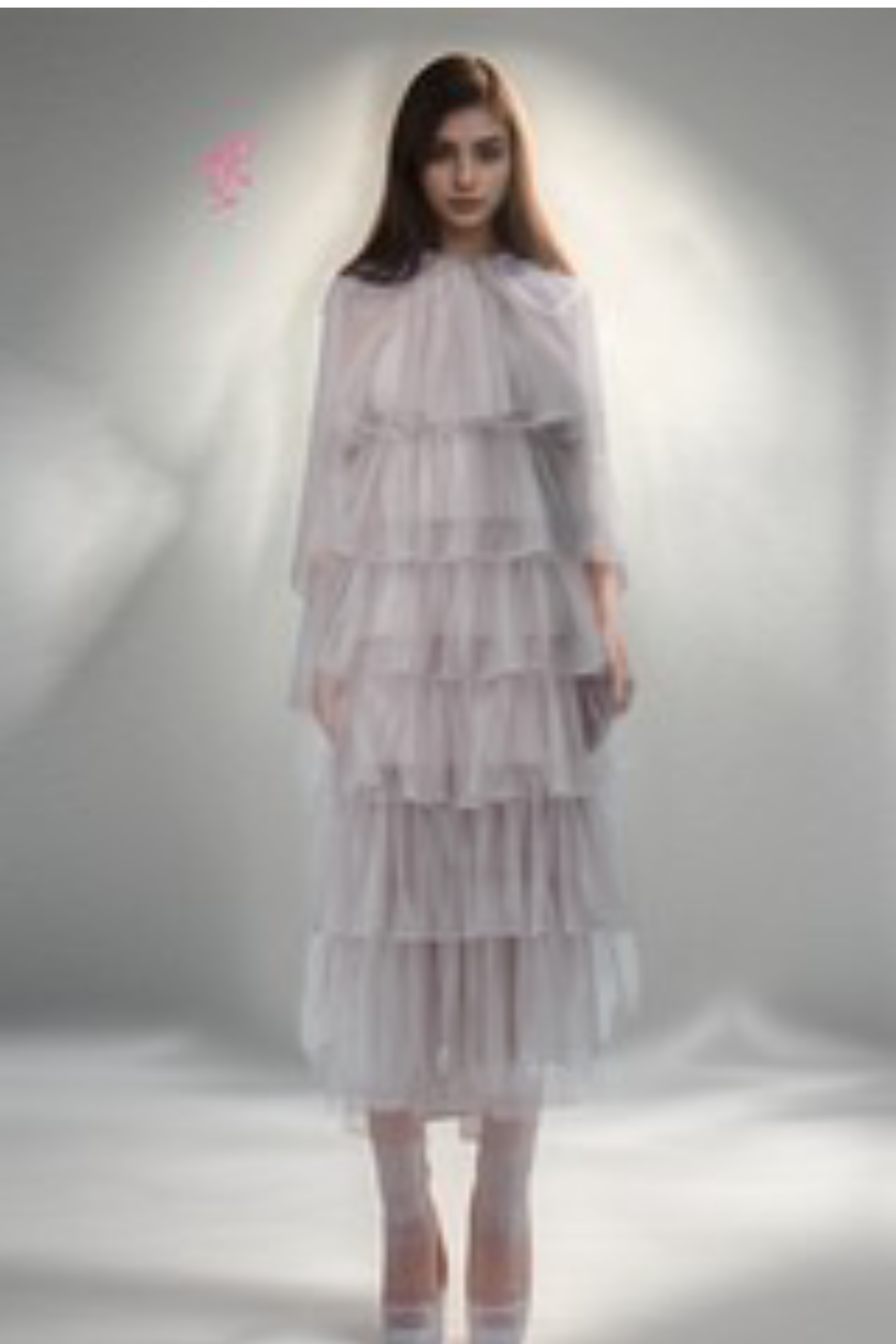 LAYERED RUFFLE HALTER SPARKLE SHEER DRESS FOR PARTY