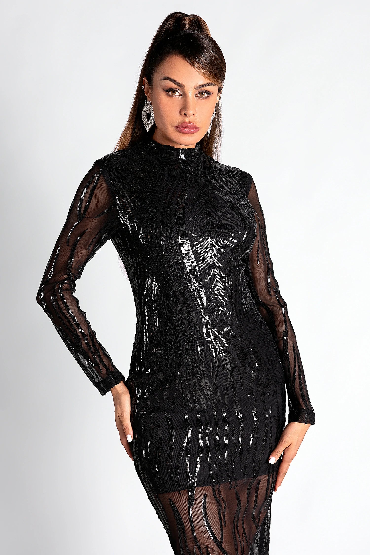 SMENDES SEQUIN FEATHER MINI DRESS FOR PARTY