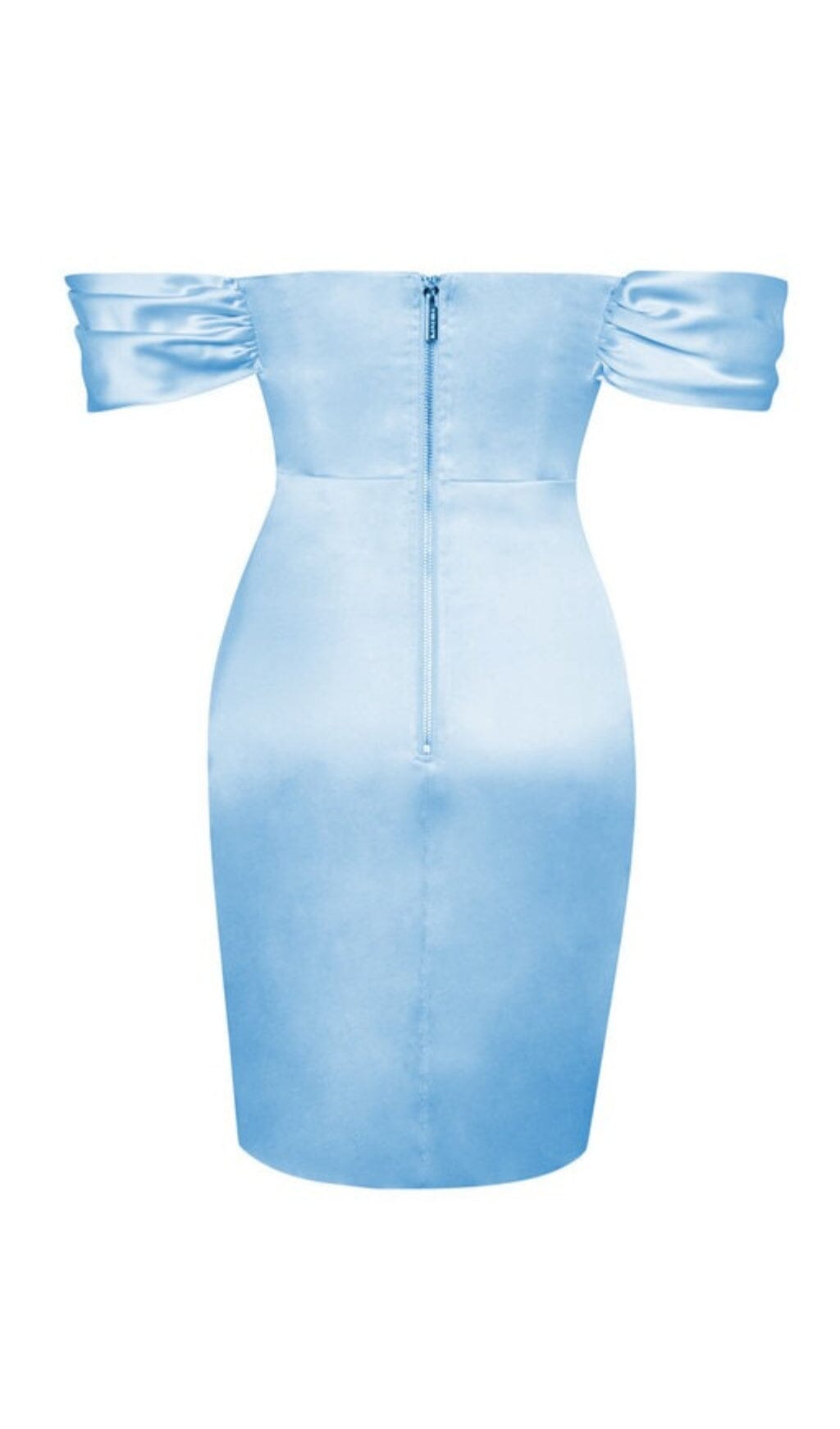 BABY BLUE OFF-SHOULDER SATIN CORSET PROM DRESS