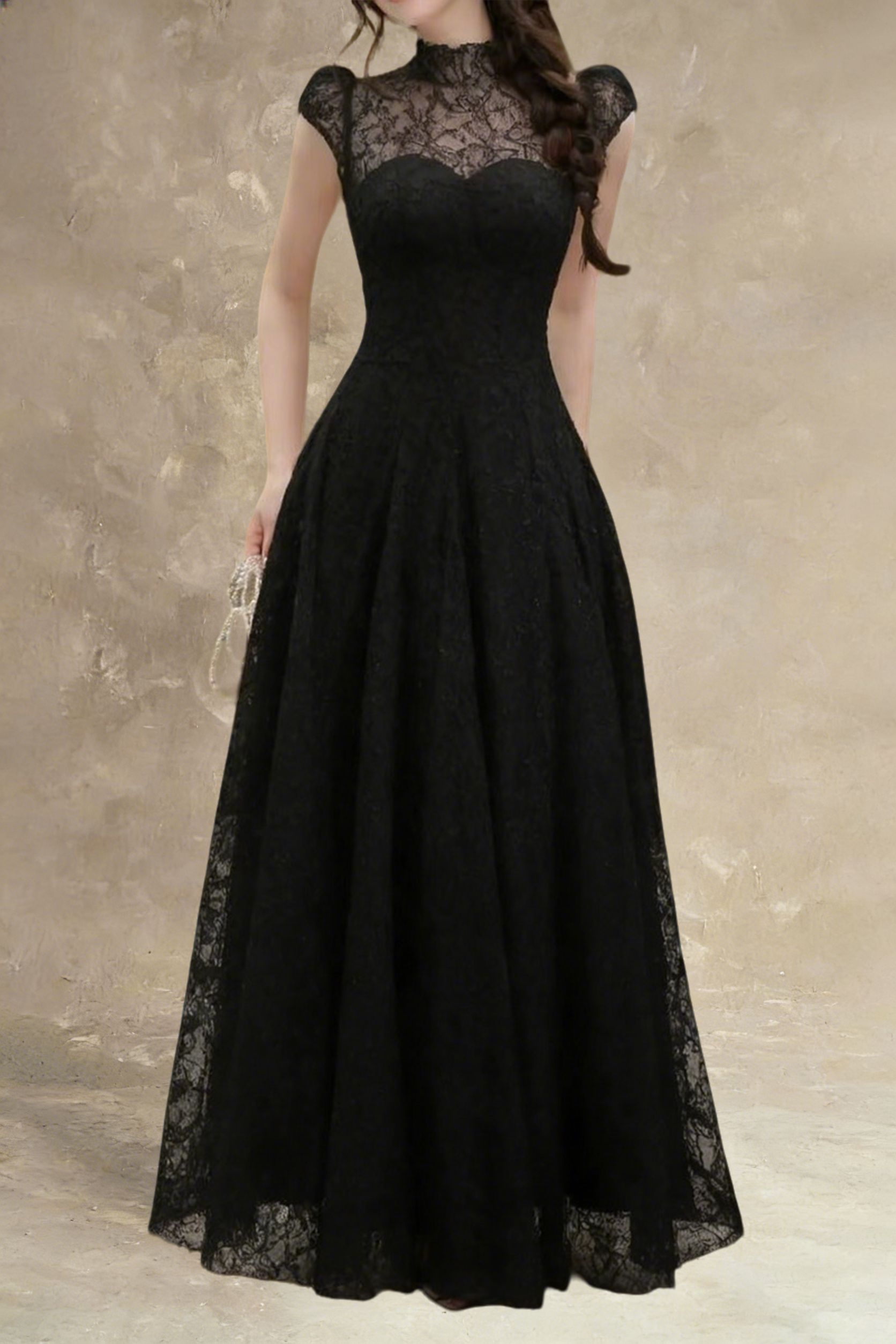 LACE SEQUIN A-LINE MIDI PARTY DRESS