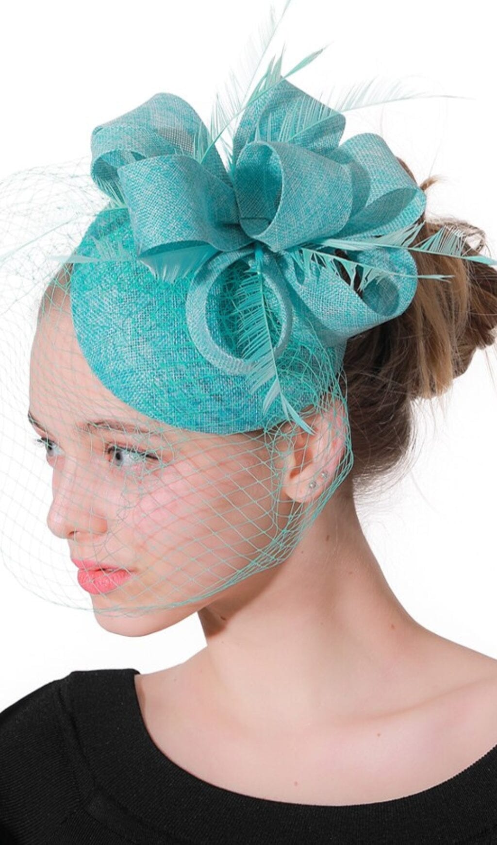 TURQUOISE FASCINATOR VEIL WEDDING COCKTAIL PARTY
