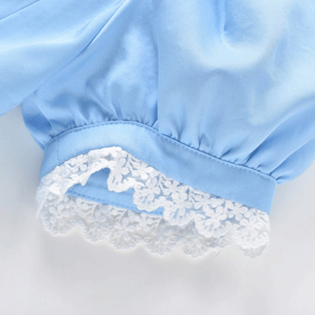 BLUE BUBBLE SLEEVE MINI DRESS FOR PARTY