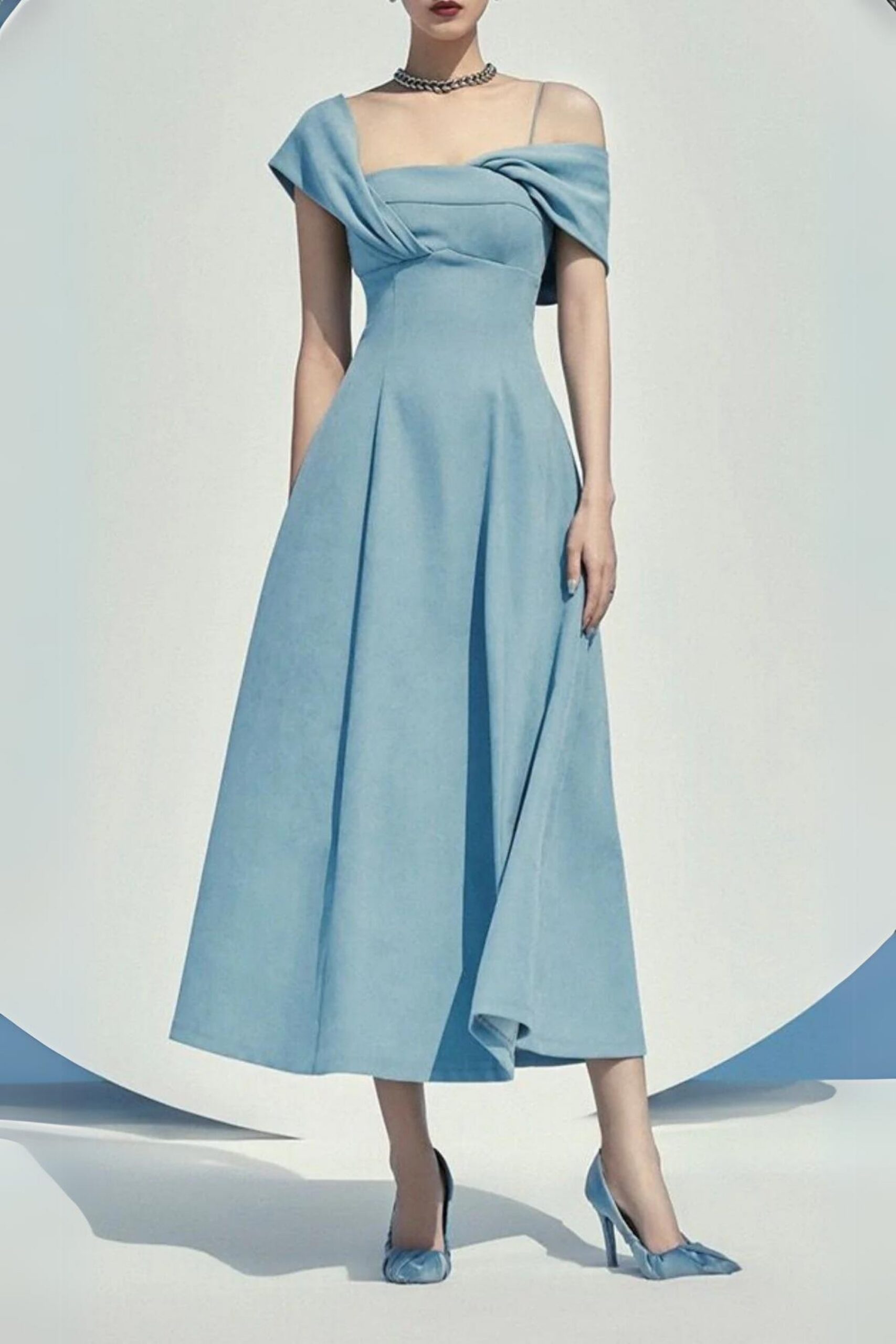 2_8ebc45fa-5e92-44a2-9d96-d40e3cf7ade6 HAZE BLUE OBLIQUE SHOULDER MIDI DRESS