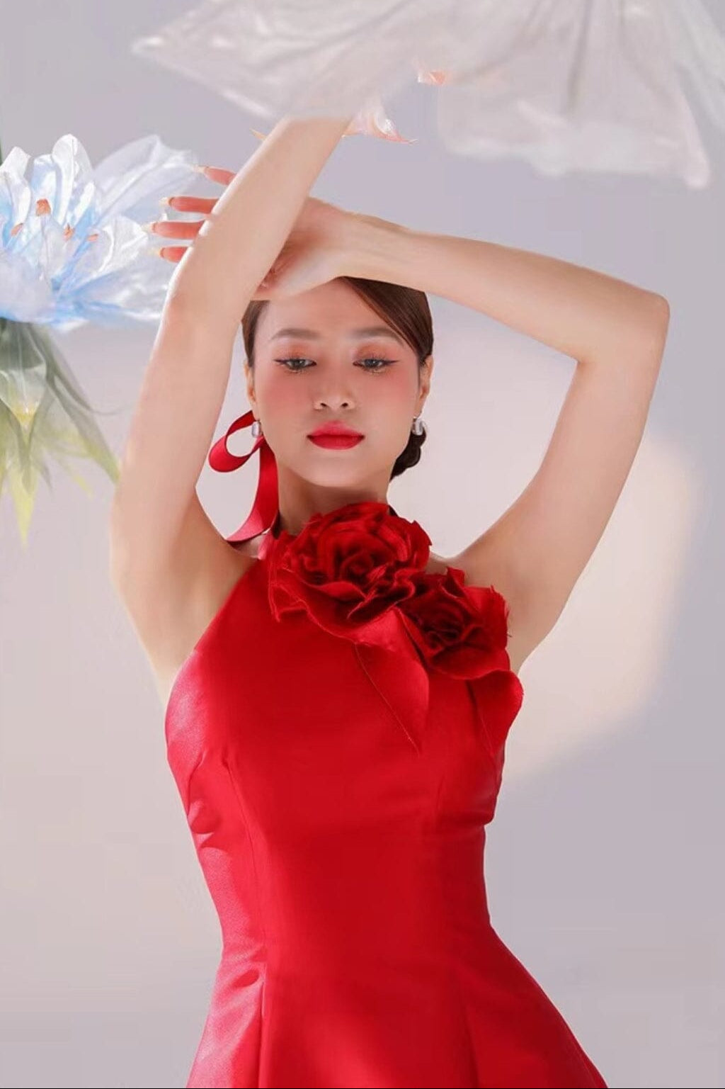 BOSE RED EMBELLISHED SLEEVELESS MINI PARTY DRESS