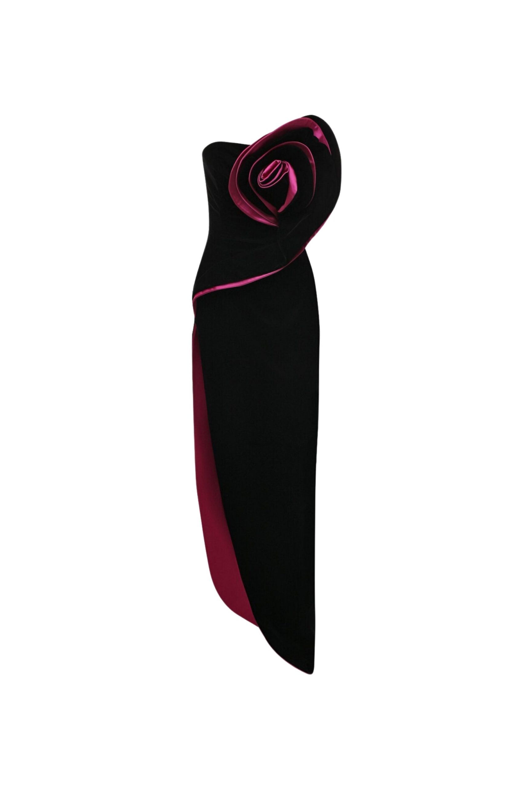 VELVET FLOWER SLIT MAXI DRESS BLACK
