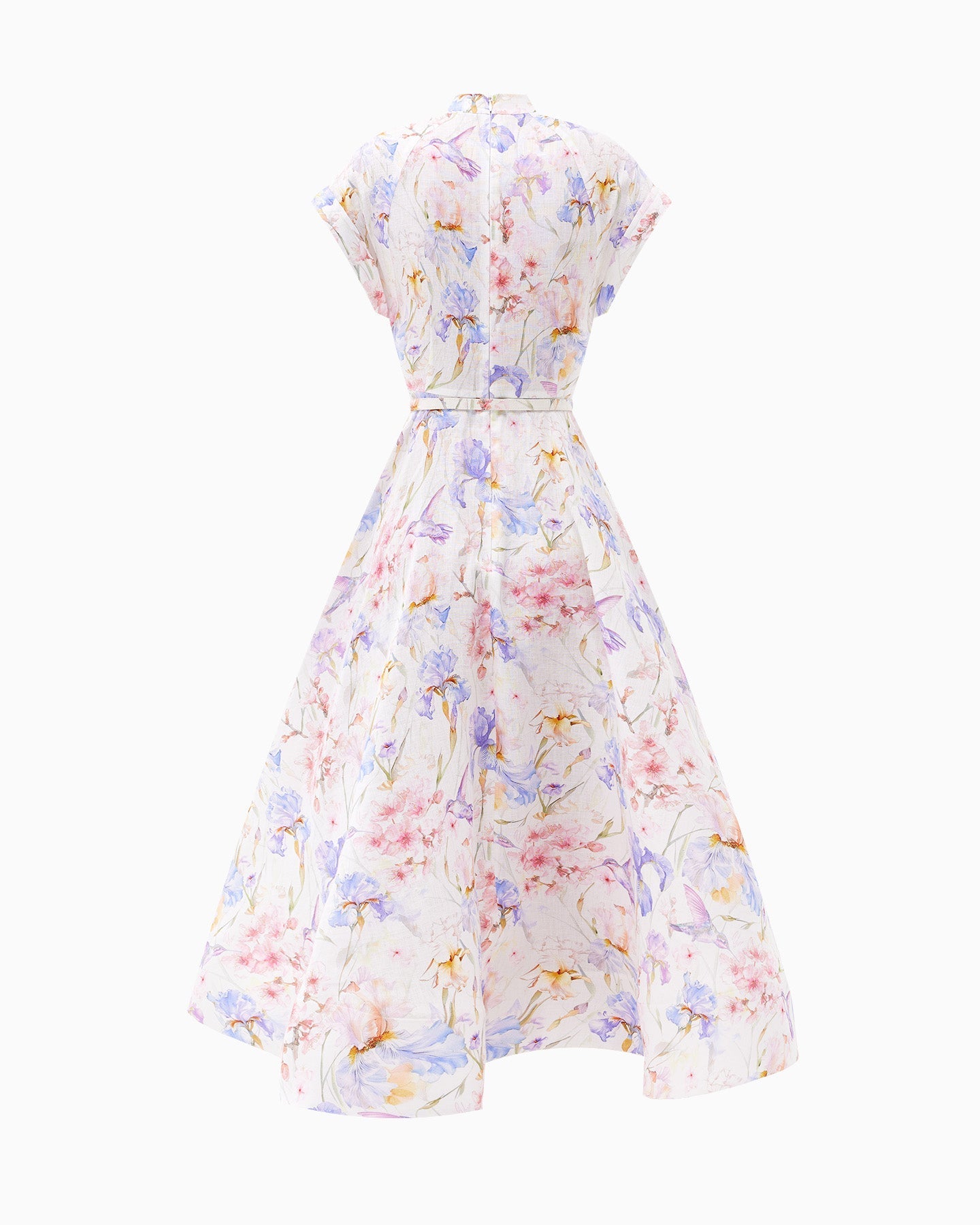 MULTICOLOR FLORAL A-LINE MIDI DRESS
