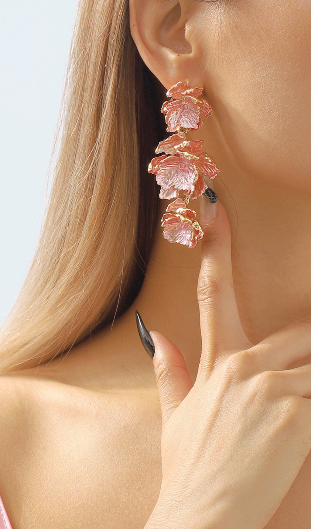 PINK 3D FLOWER EARRINGS FOR WEDDING PARTY