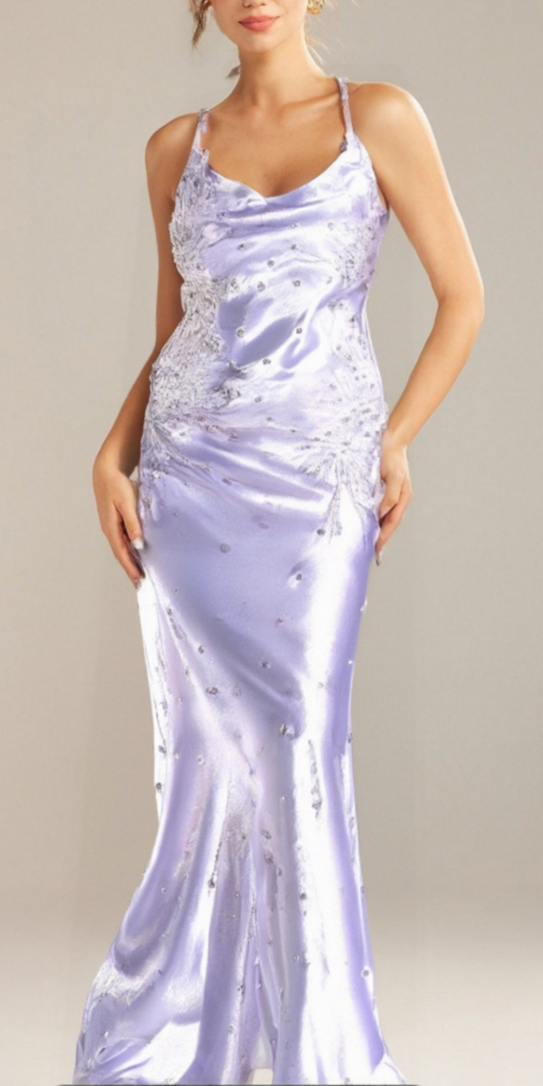 WHITE SATIN BEAD APPLIQUE ALINE COCKTAIL DRESS