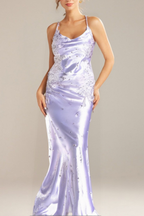 WHITE SATIN BEAD APPLIQUE ALINE COCKTAIL DRESS