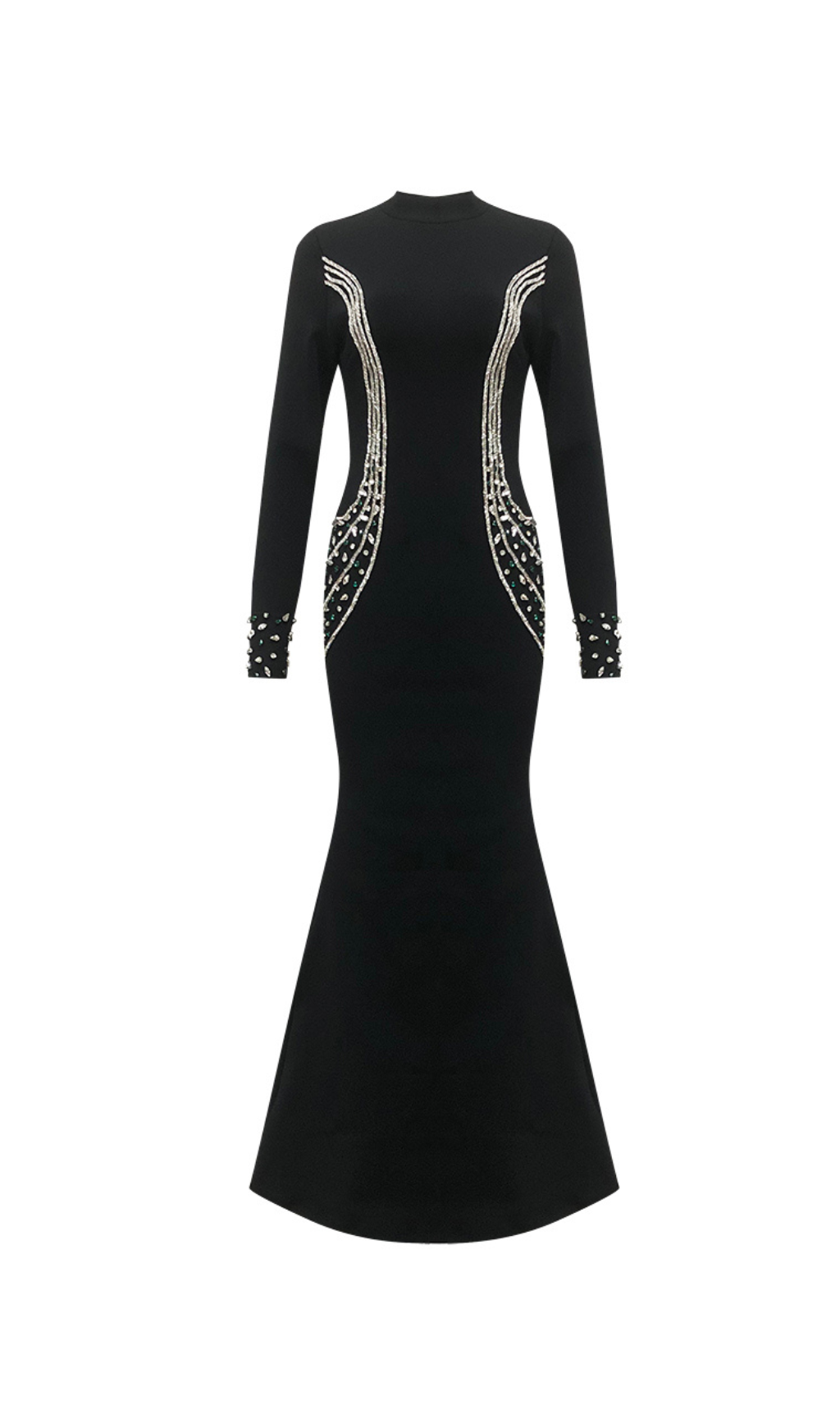 ASHLEY CRYSTAL BODYCON MAXI DRESS BLACK