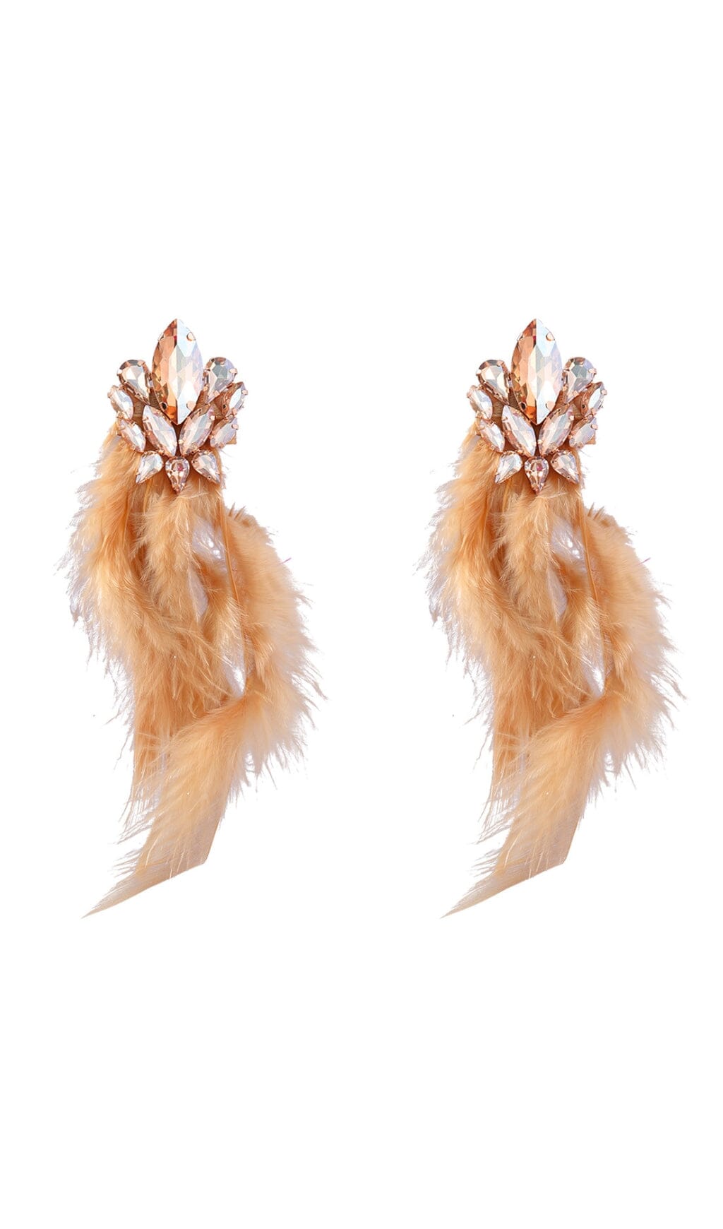 RHINESTONE FEATHER DROP EARRINGS FOR PARTY
