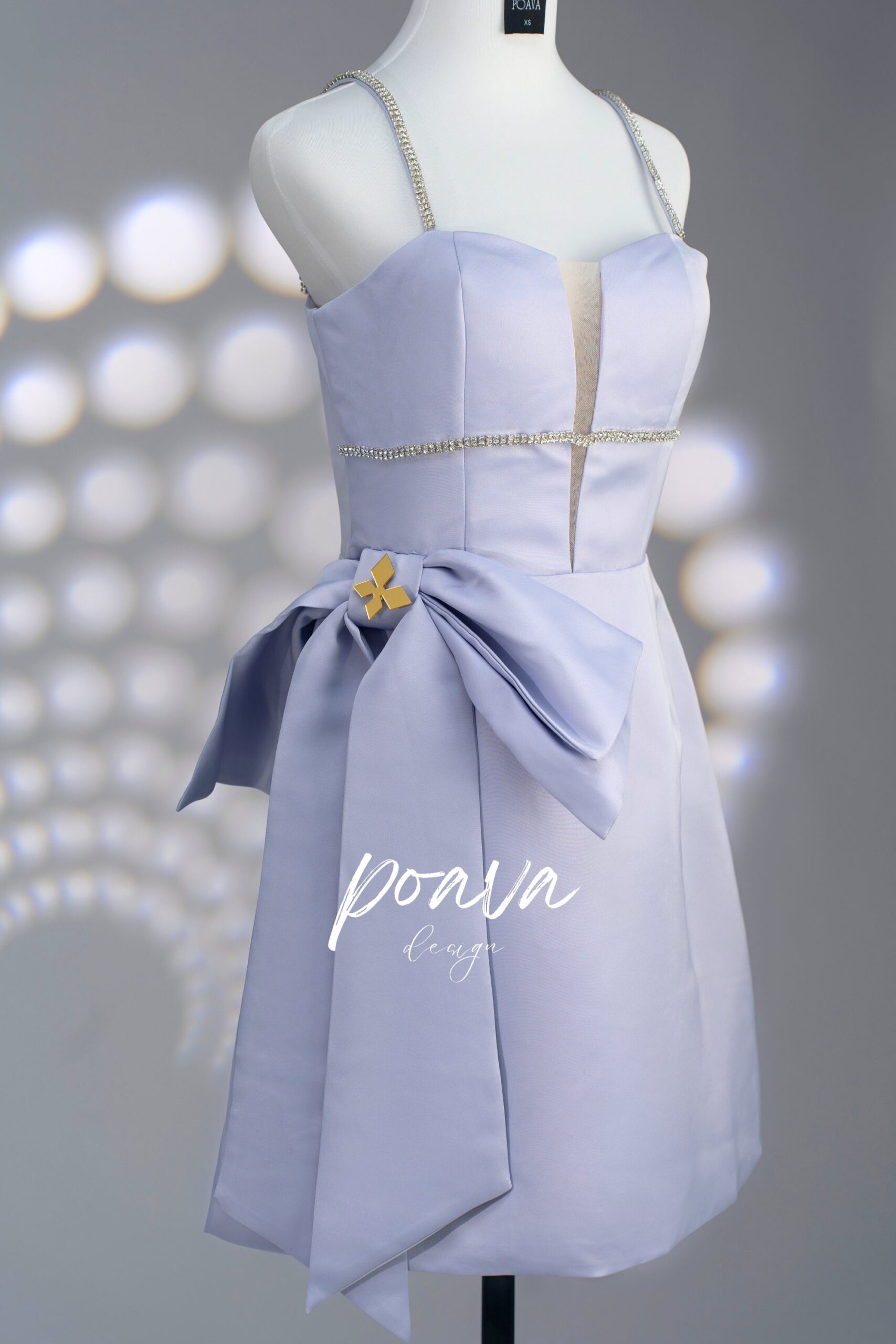 PURPLE BOW STRAP MINI DRESS FOR PARTY