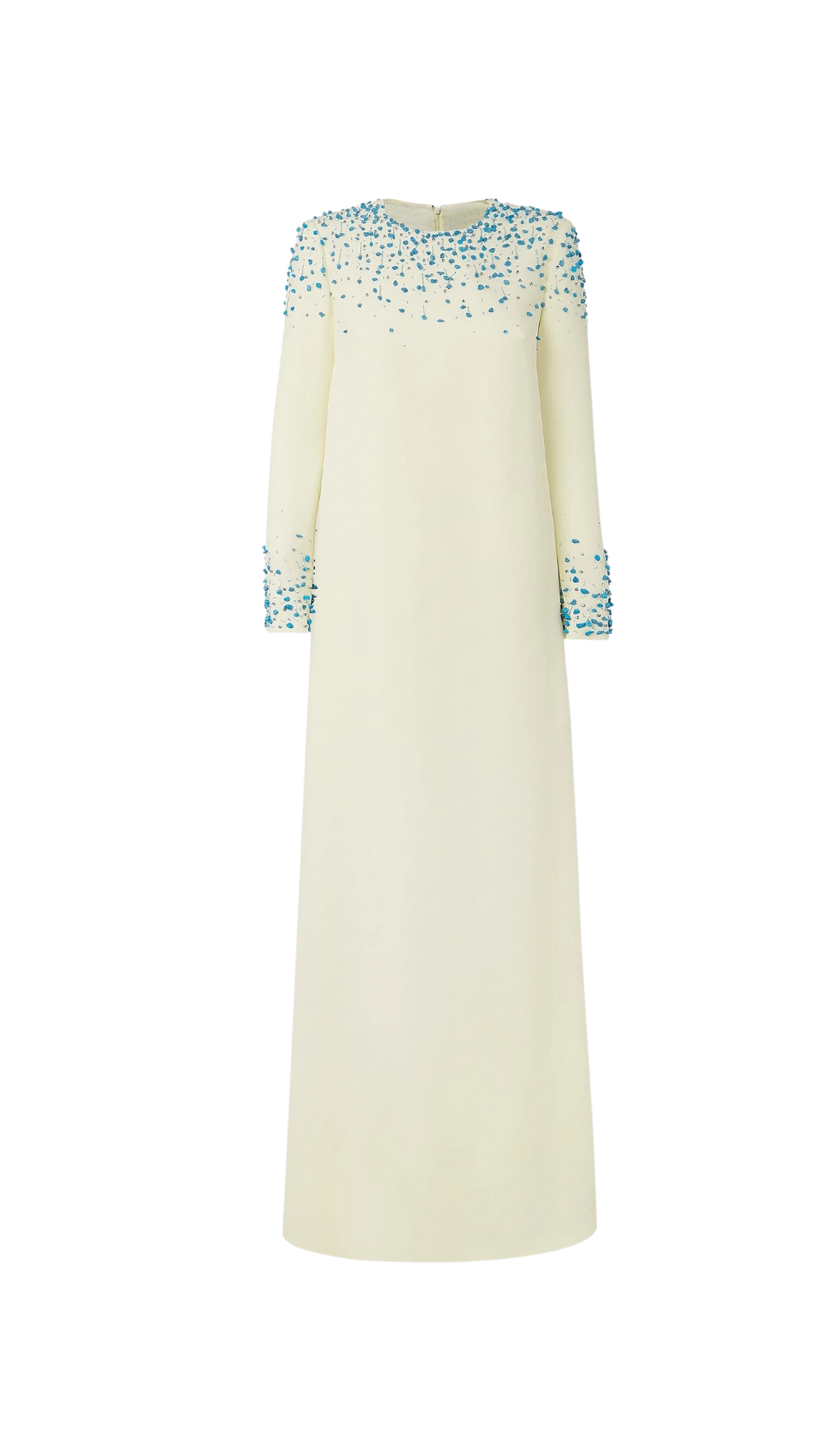 RHINESTONE ROUND NECK MAXI DRESS BEIGE