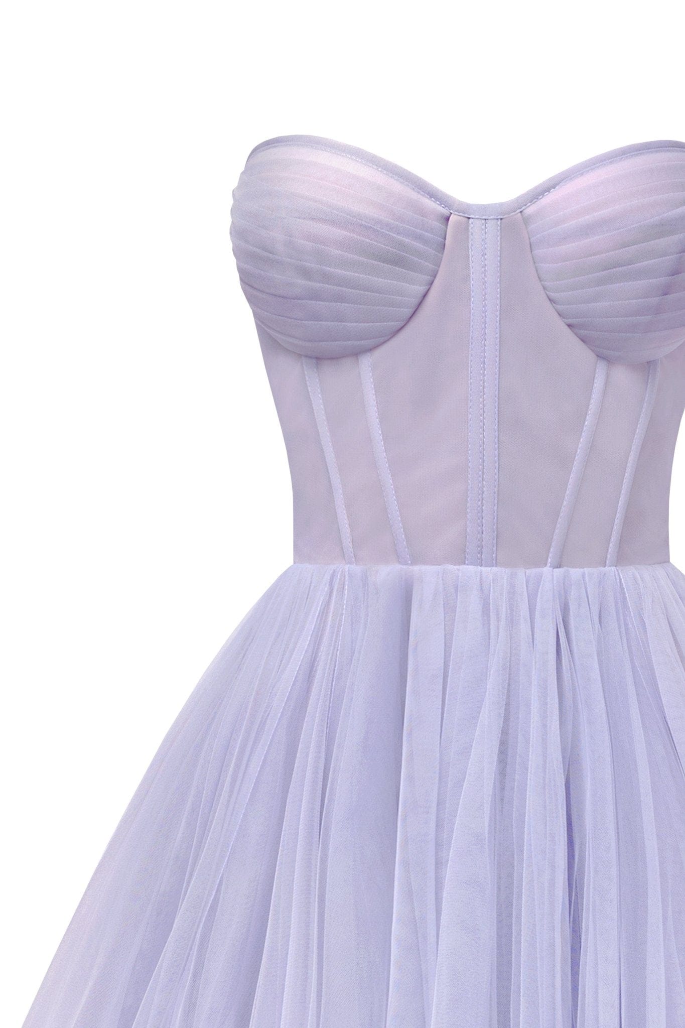 LAVENDER STRAPLESS PUFFY MIDI TULLE PARTY DRESS