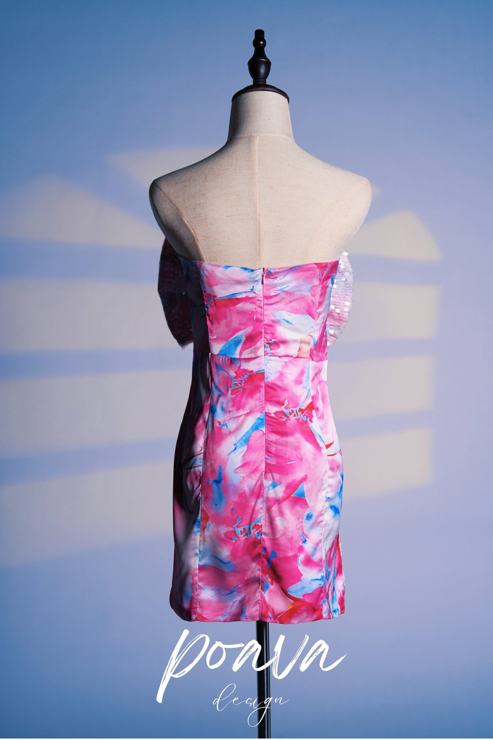 FLORAL BOW MINI DRESS FOR PARTIES