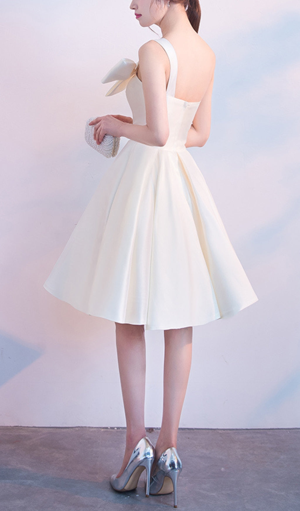 STRAPLESS BOW MINI DRESS WHITE COCKTAIL PARTY