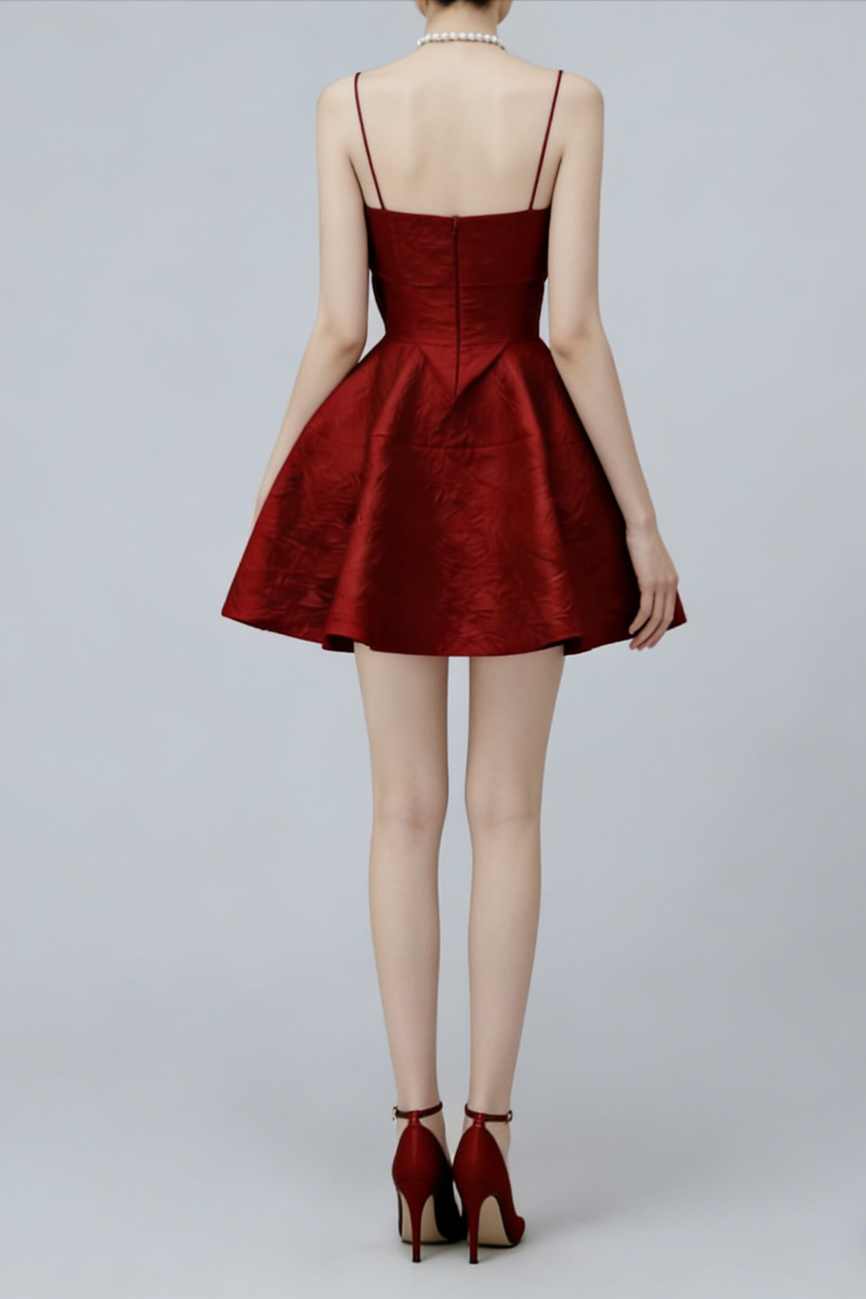 STRAPY HEM RED MINI DRESS FOR PARTY