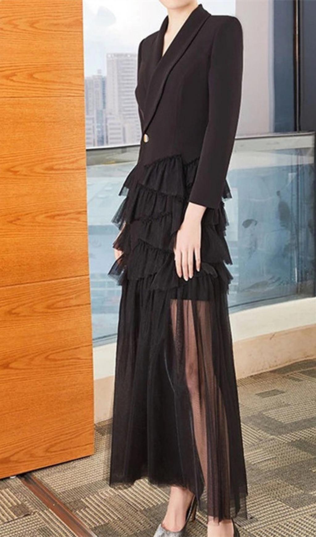 LONG SLEEVE MESH MIDI DRESS FOR PARTY