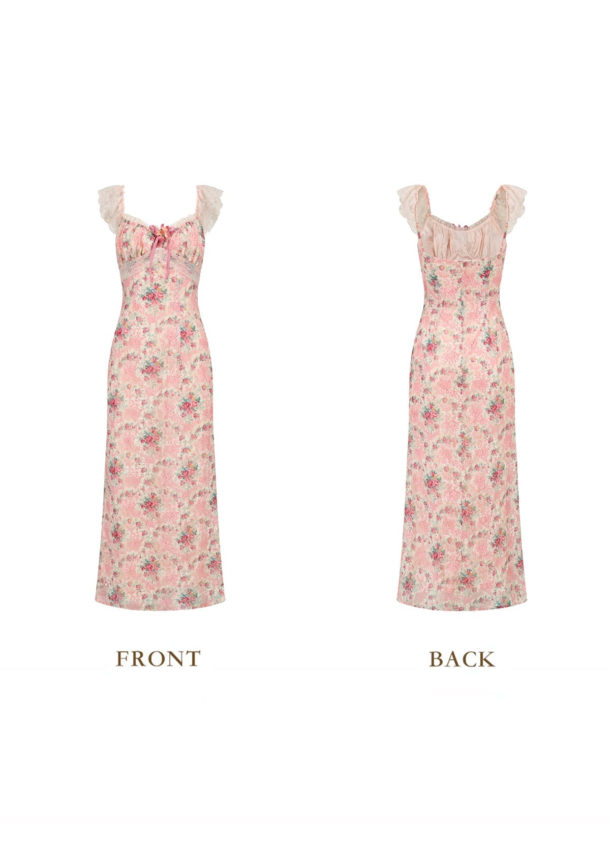 JULIE FLORAL LACE MIDI DRESS - PINK