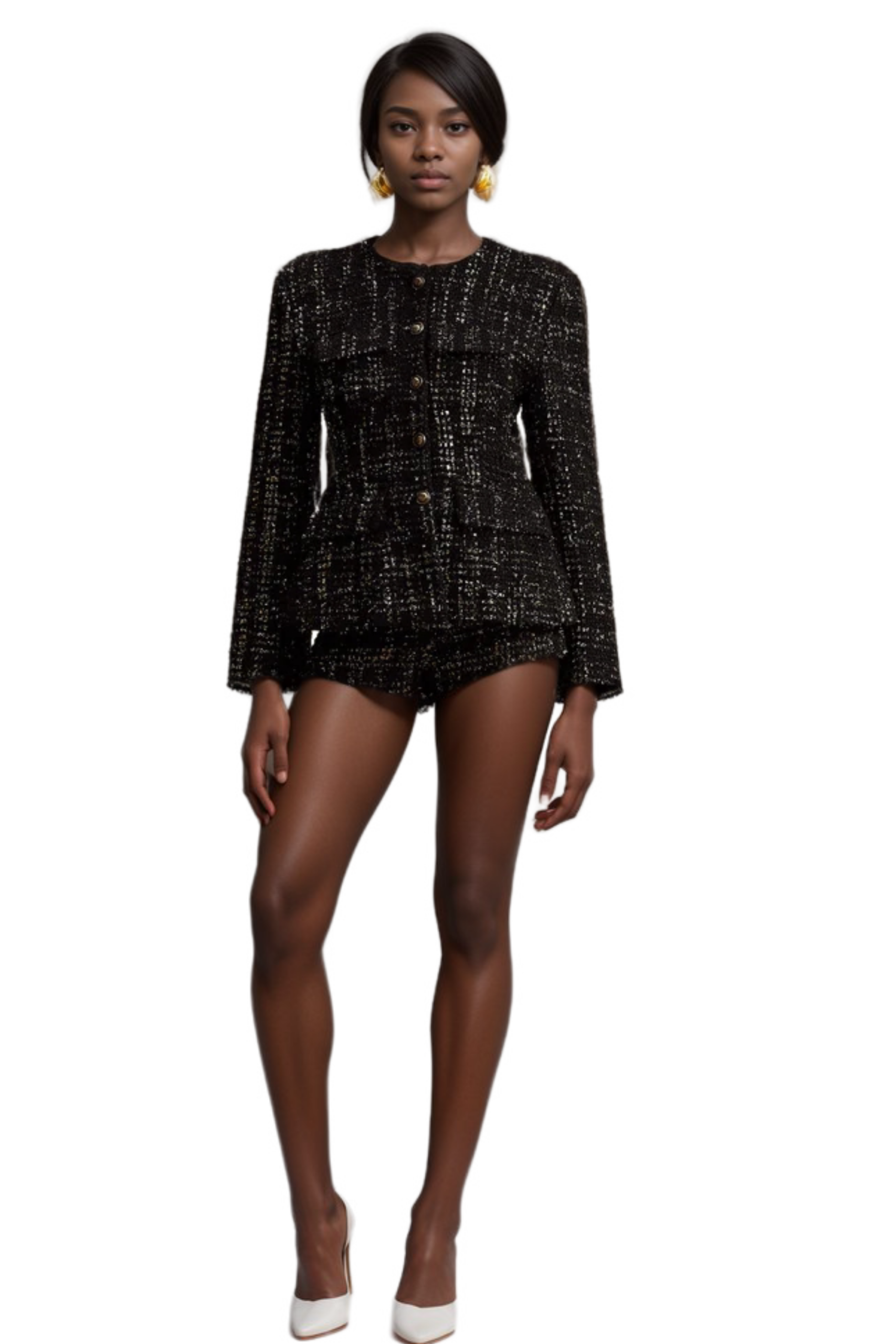LUXE METALLIC TWEED SET: BLAZER & SHORTS