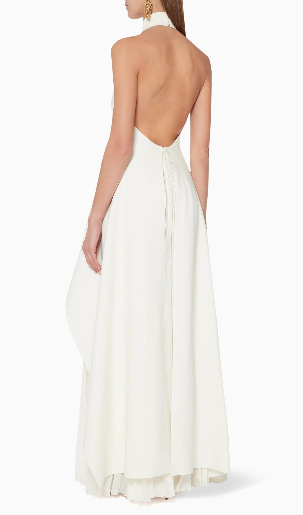 WHITE BANDAGE HALTER ASYMMETRIC MAXI DRESS