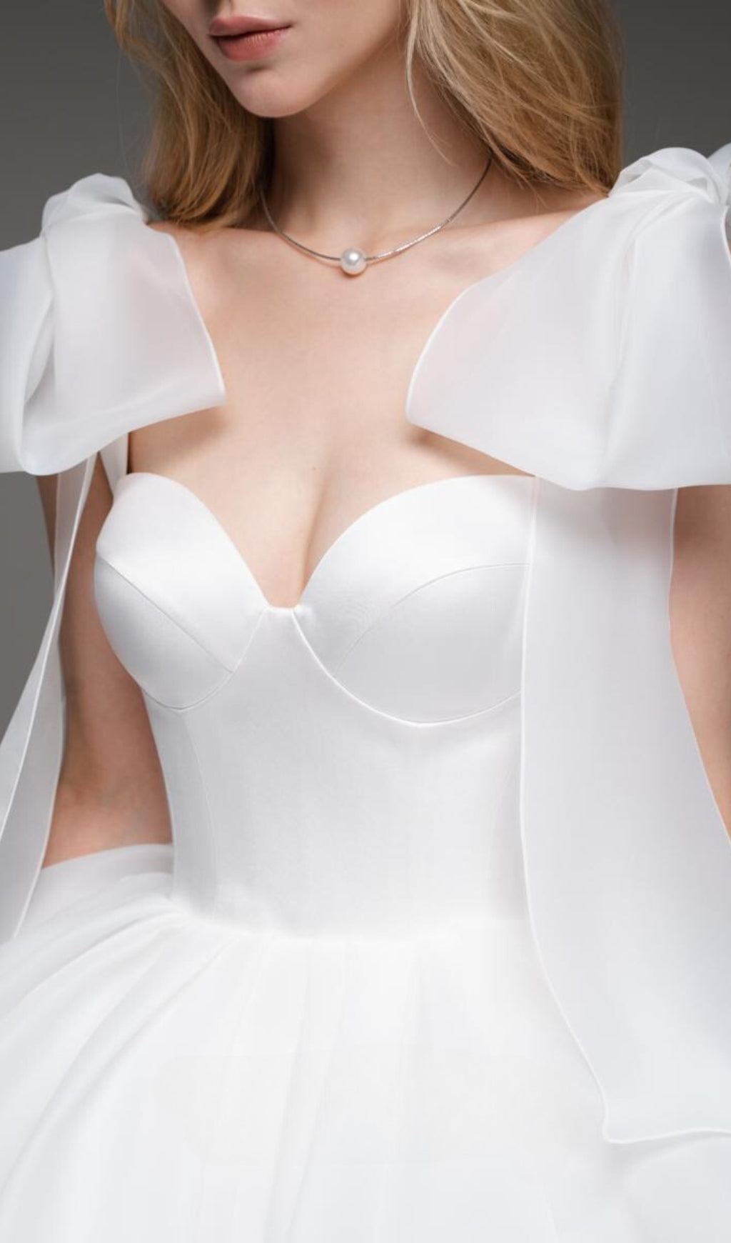 WHITE BOW SHOULDER MINI DRESS FOR PARTY