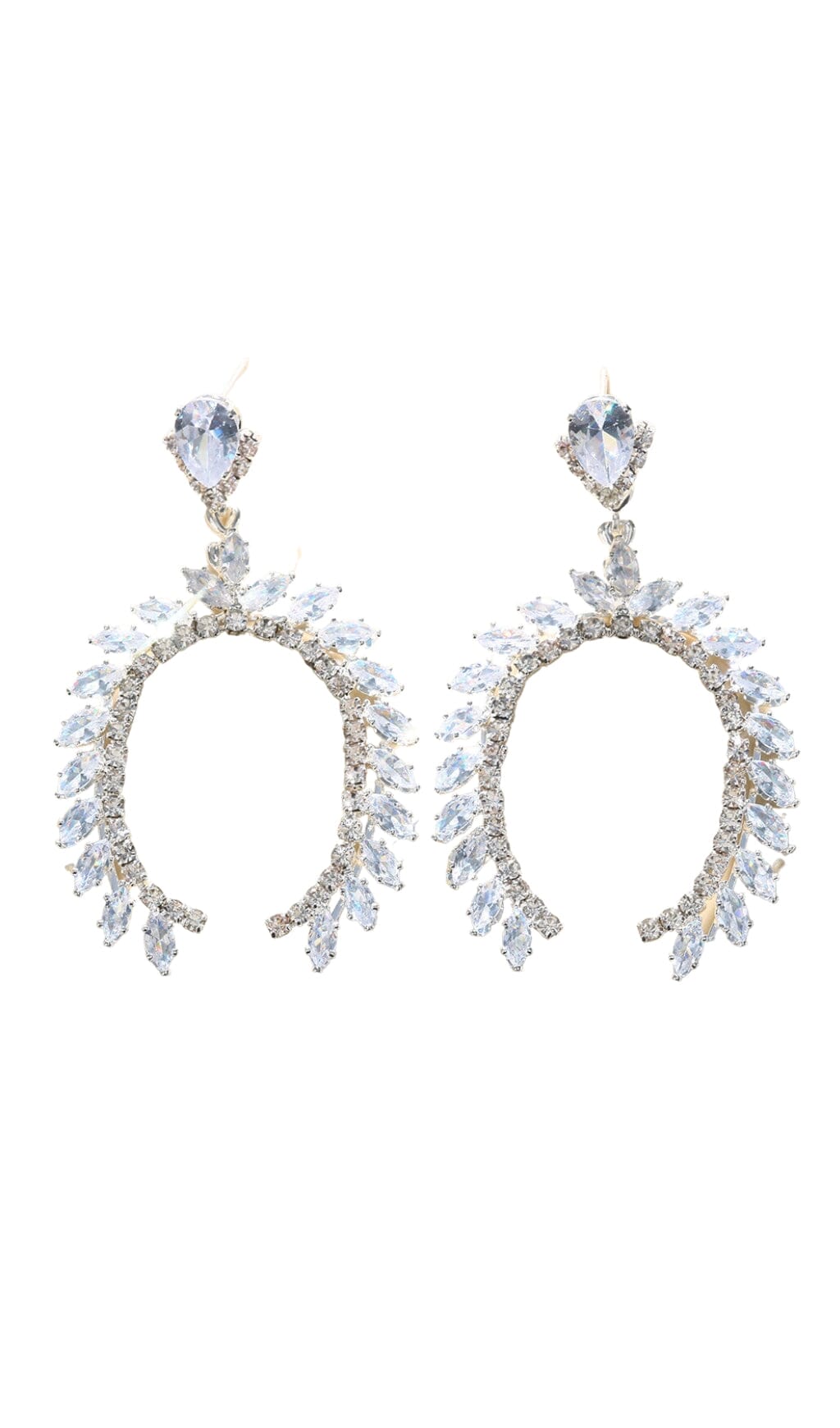 2_c79f1092-33d4-4c51-a90a-f083ed403004 ARCHED CRYSTAL DROP EARRINGS, SILVER STATEMENT JEWELRY